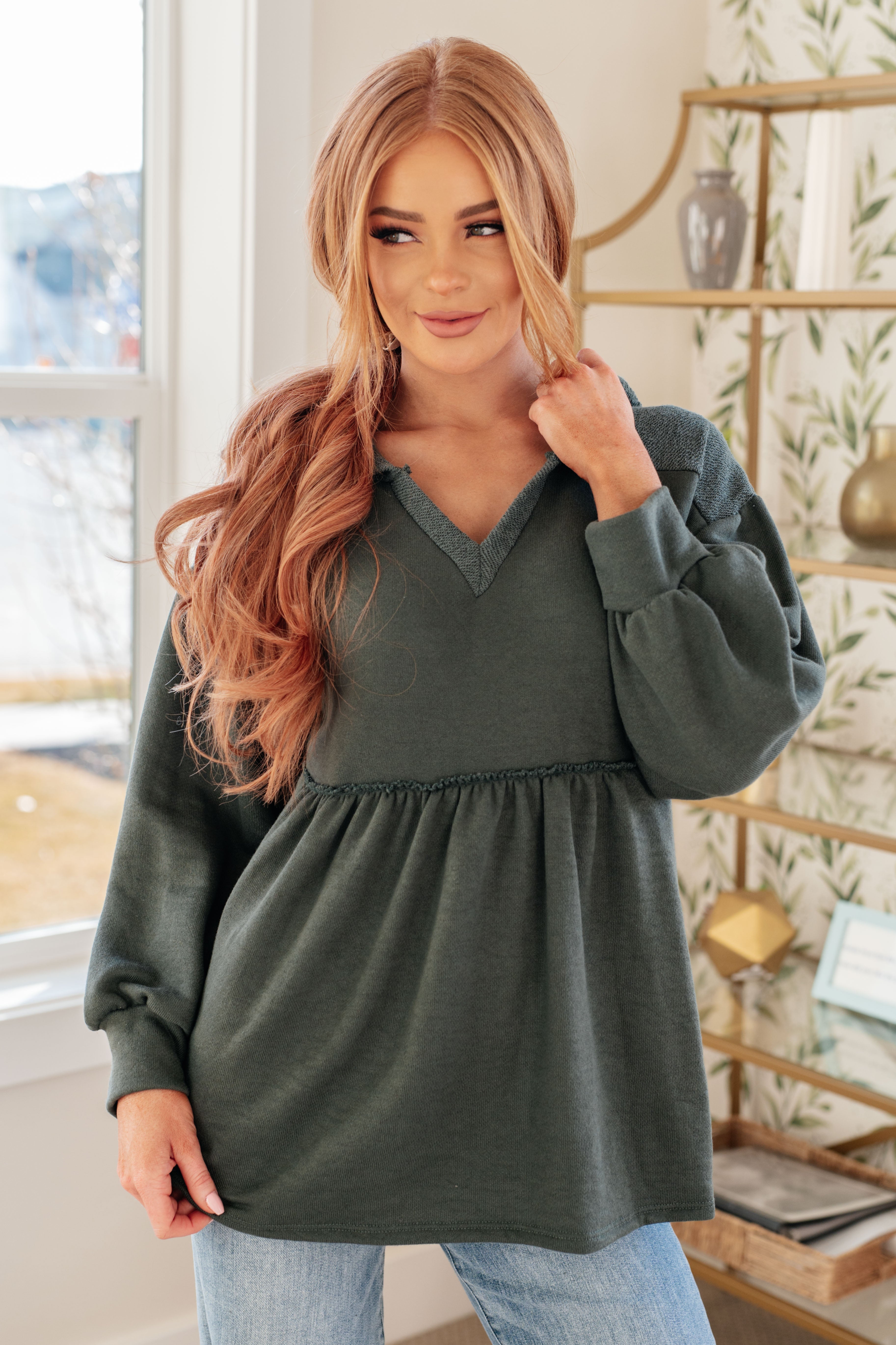 She's Not Wrong Hooded V-Neck Pullover Tops Ave Shops- Tilden Co.