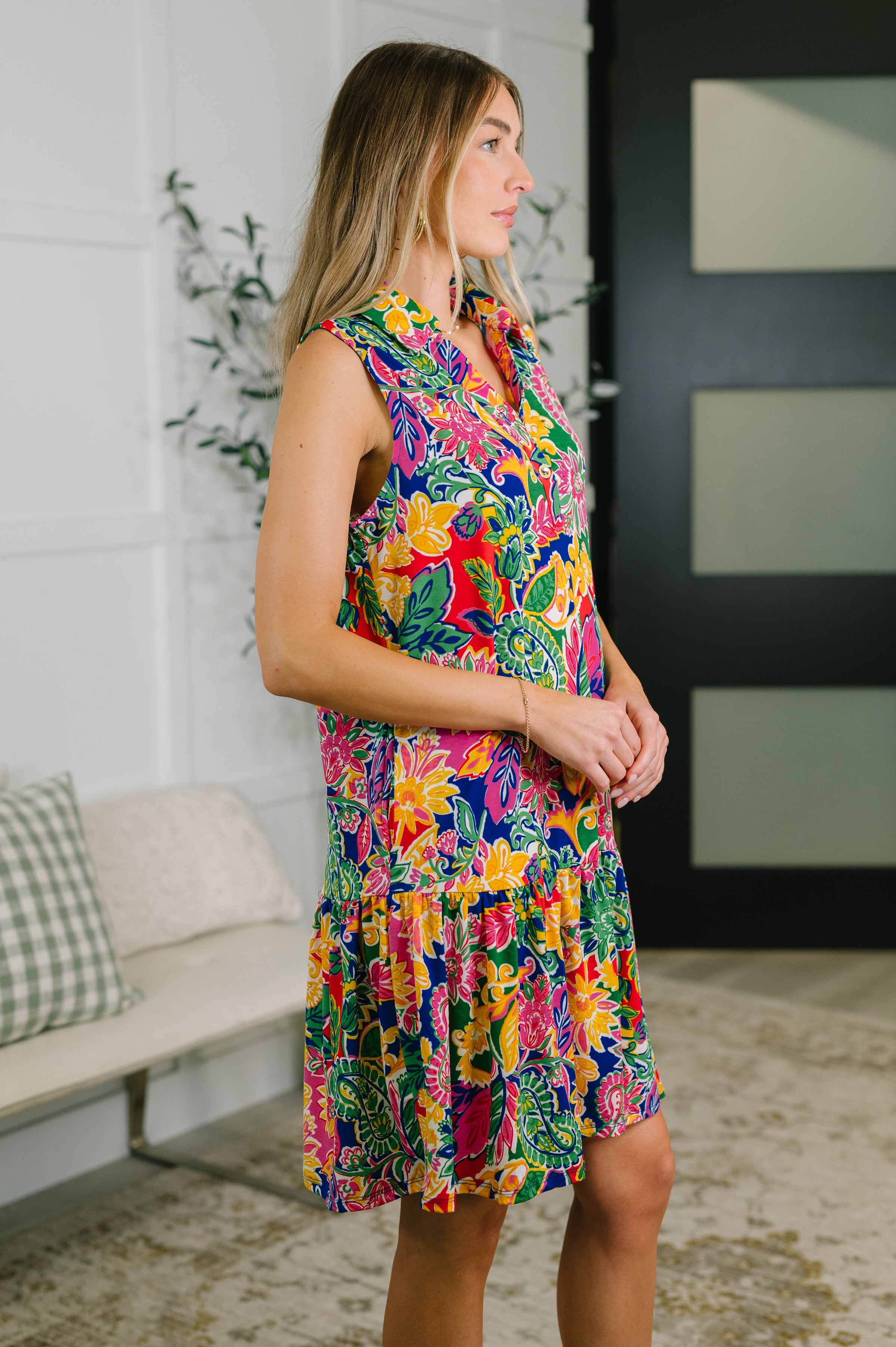 Coral Sands Collared Tank Dress in Floral Paisley Womens Ave Shops- Tilden Co.