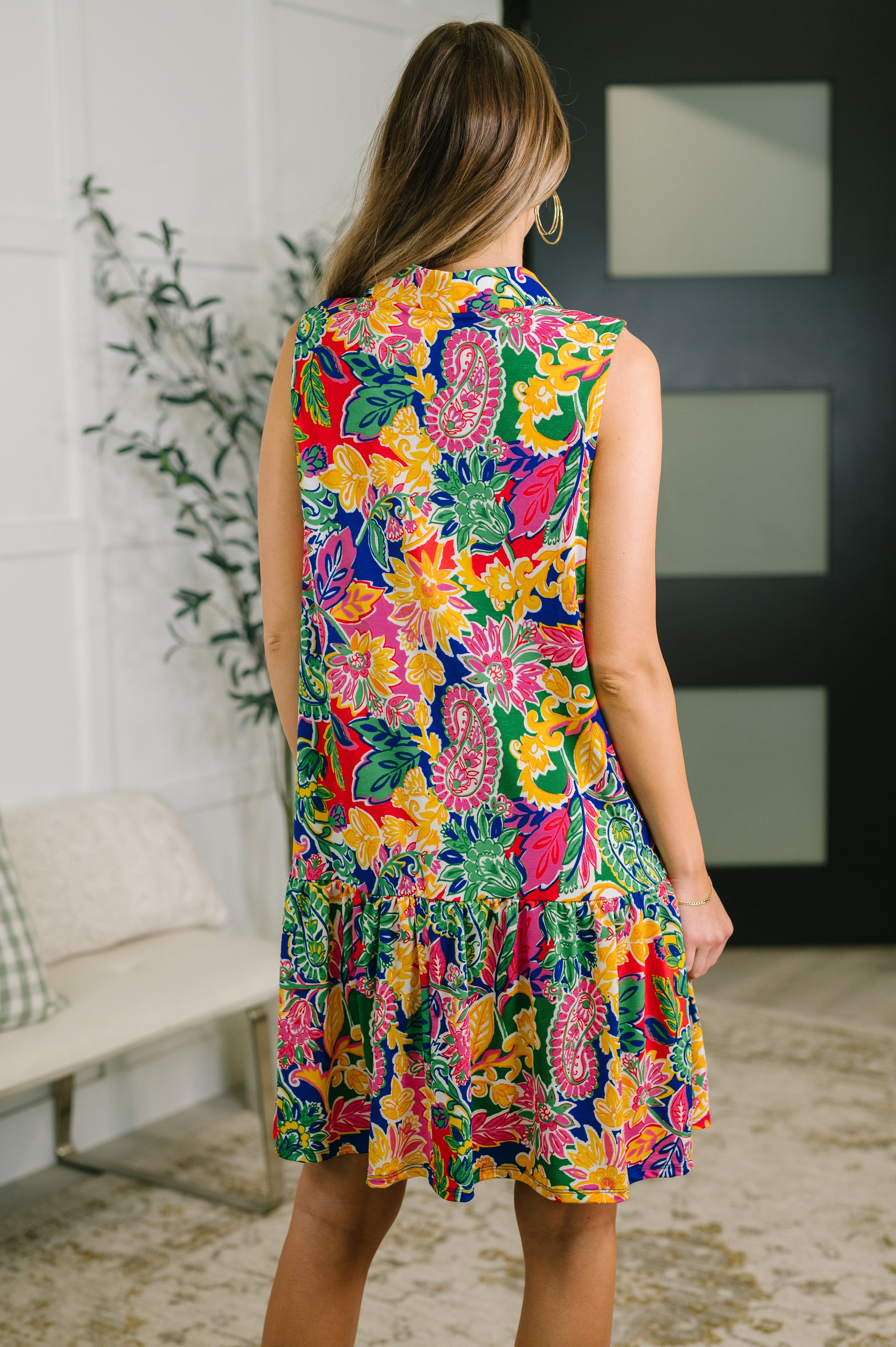 Coral Sands Collared Tank Dress in Floral Paisley Womens Ave Shops- Tilden Co.
