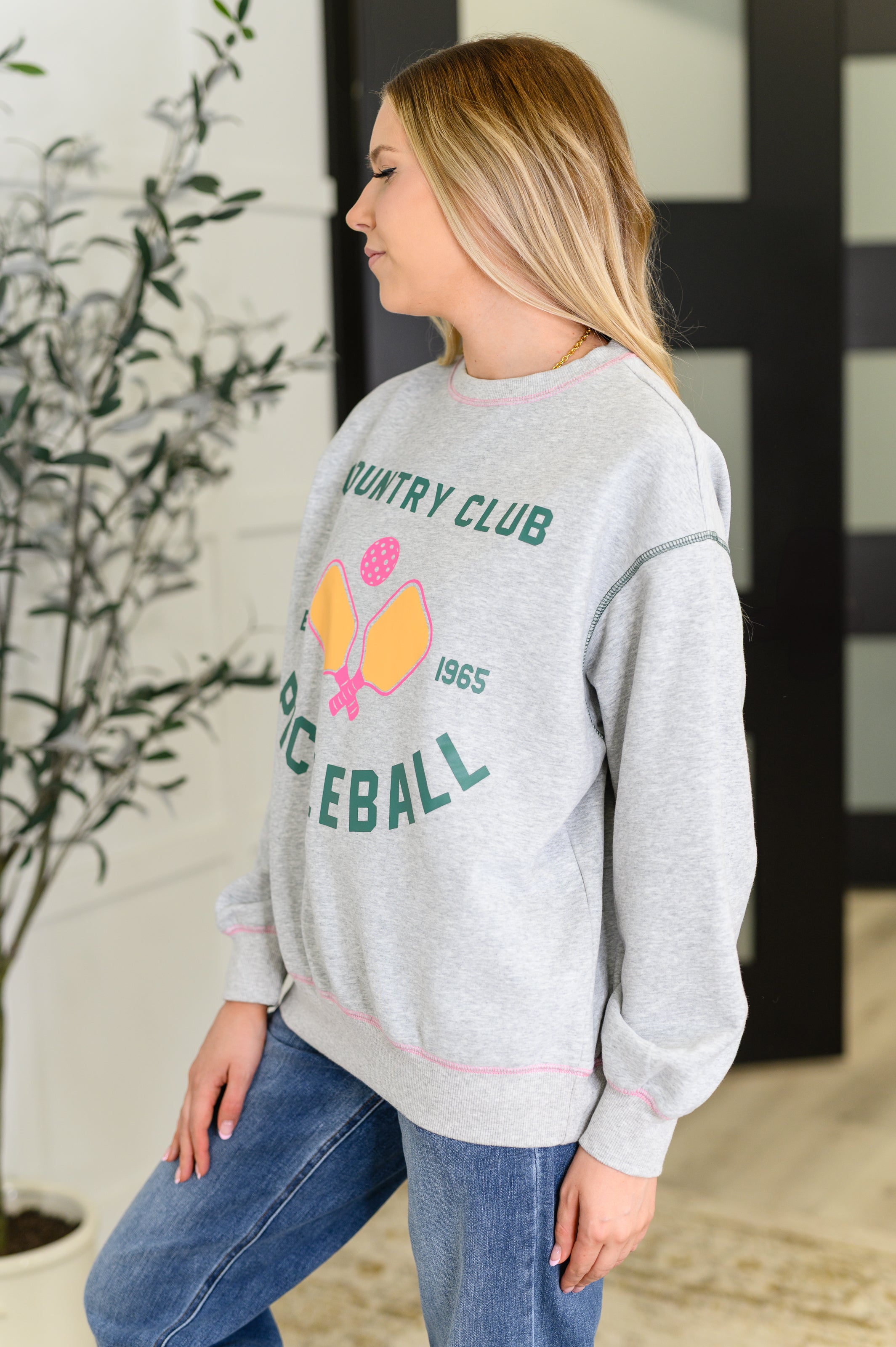 Country Club Pickle Ball Graphic Sweatshirt Womens Ave Shops- Tilden Co.