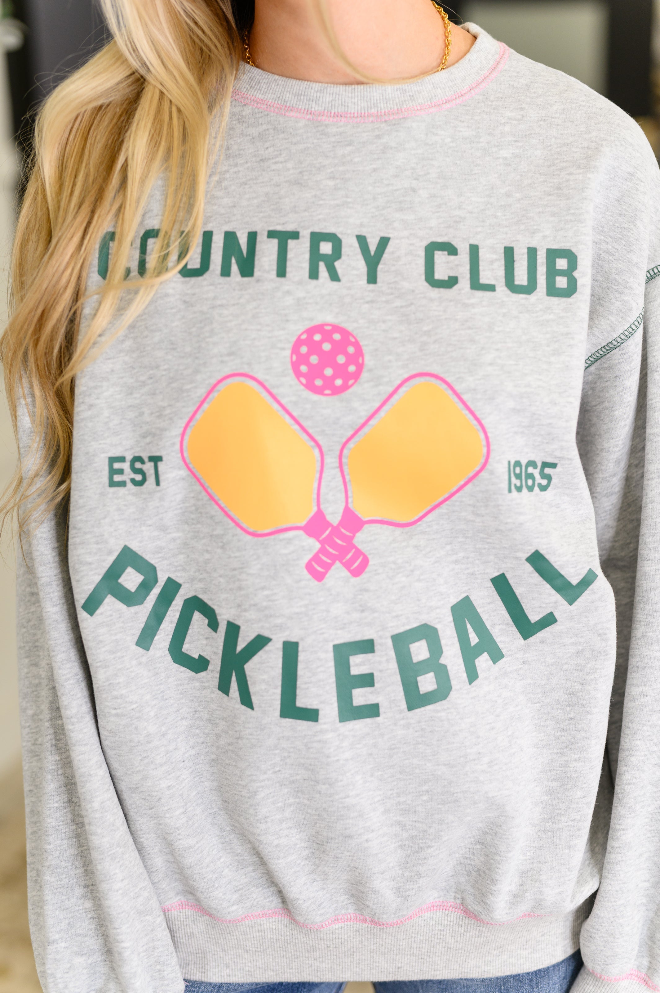 Country Club Pickle Ball Graphic Sweatshirt Womens Ave Shops- Tilden Co.