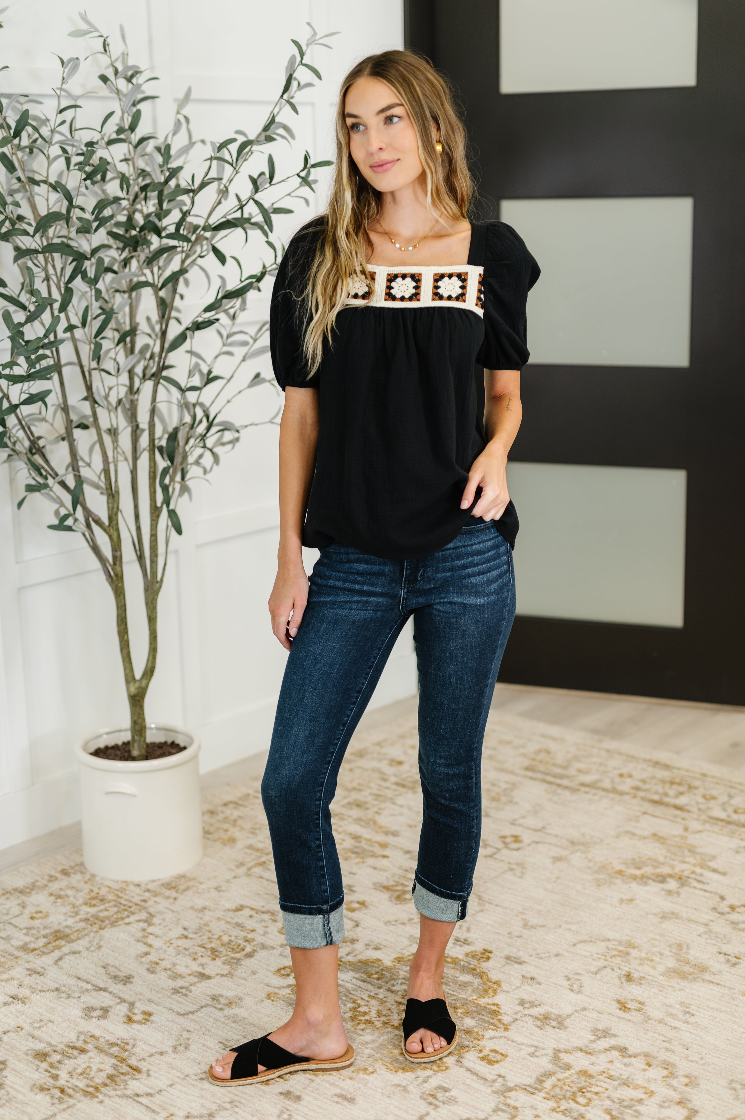 Craft Night Crochet Detail Top Womens Ave Shops- Tilden Co.