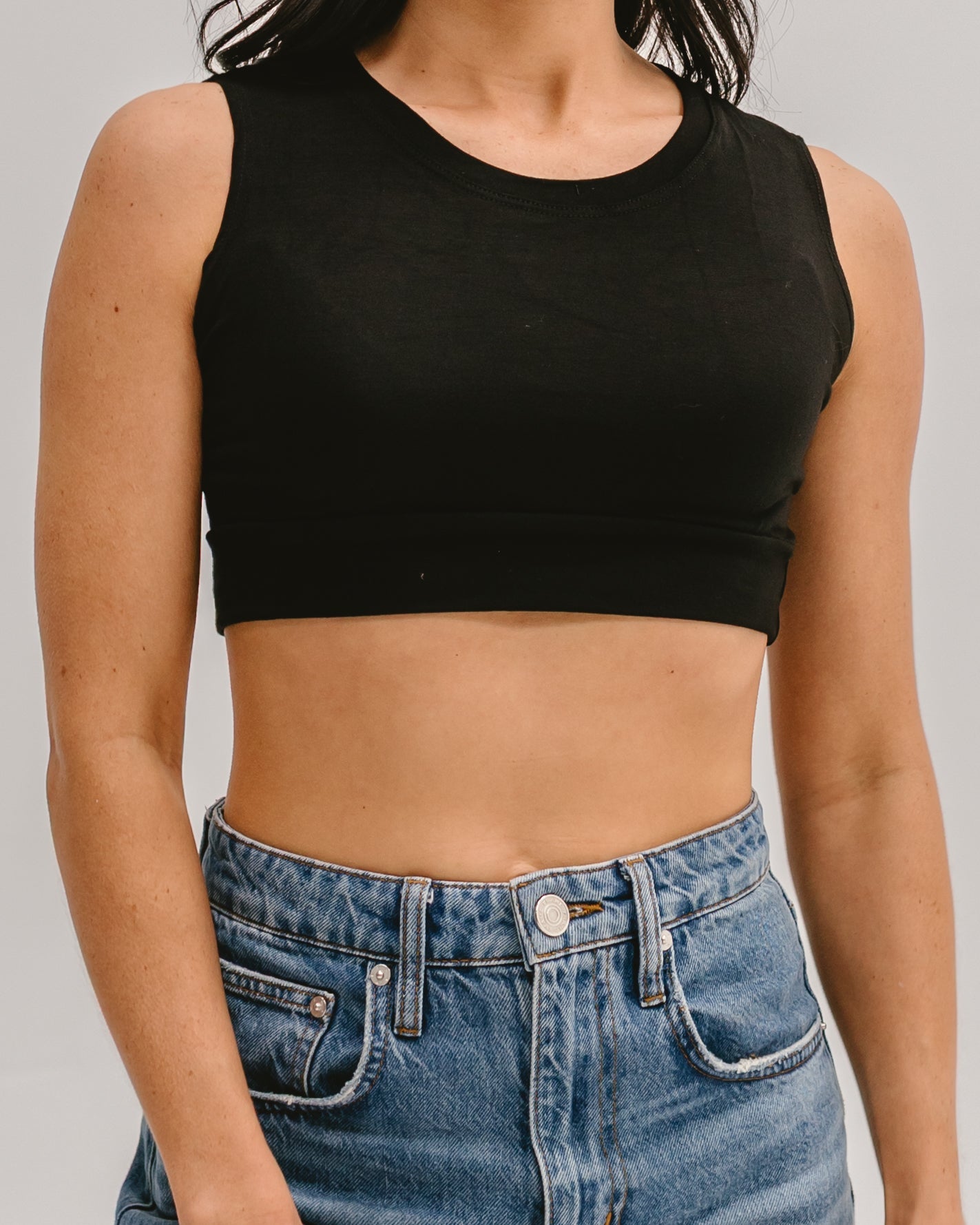 Crew Neck Tank Halftee Black / XS Black XS Layering Top HALFTEE Layering Fashions- Tilden Co.
