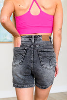 Greyson High Rise Button Fly Cuffed Shorts in Grey Denim Ave Shops- Tilden Co.