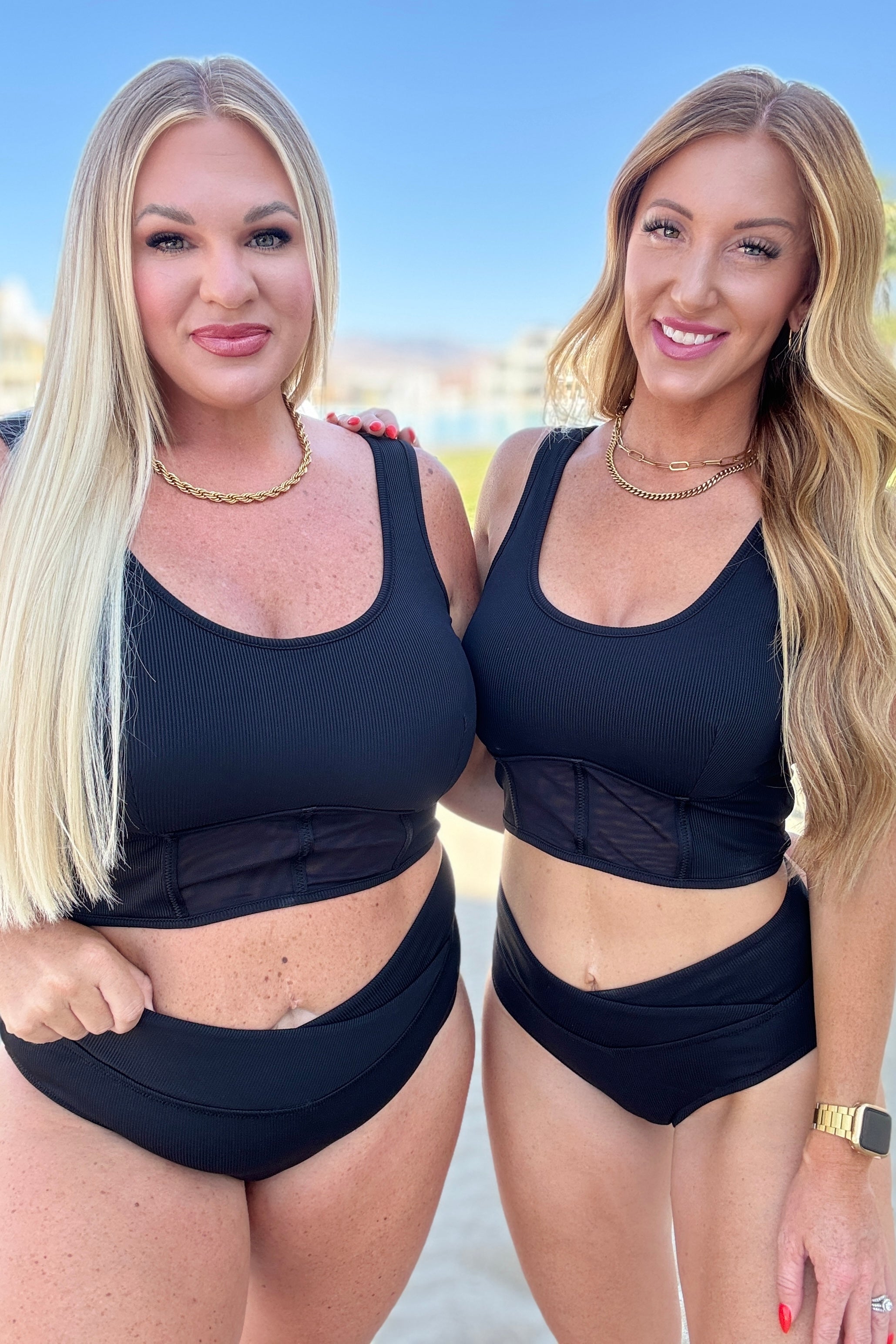 Down the Block, On A Beach Two Piece Swimsuit Swimwear Ave Shops- Tilden Co.