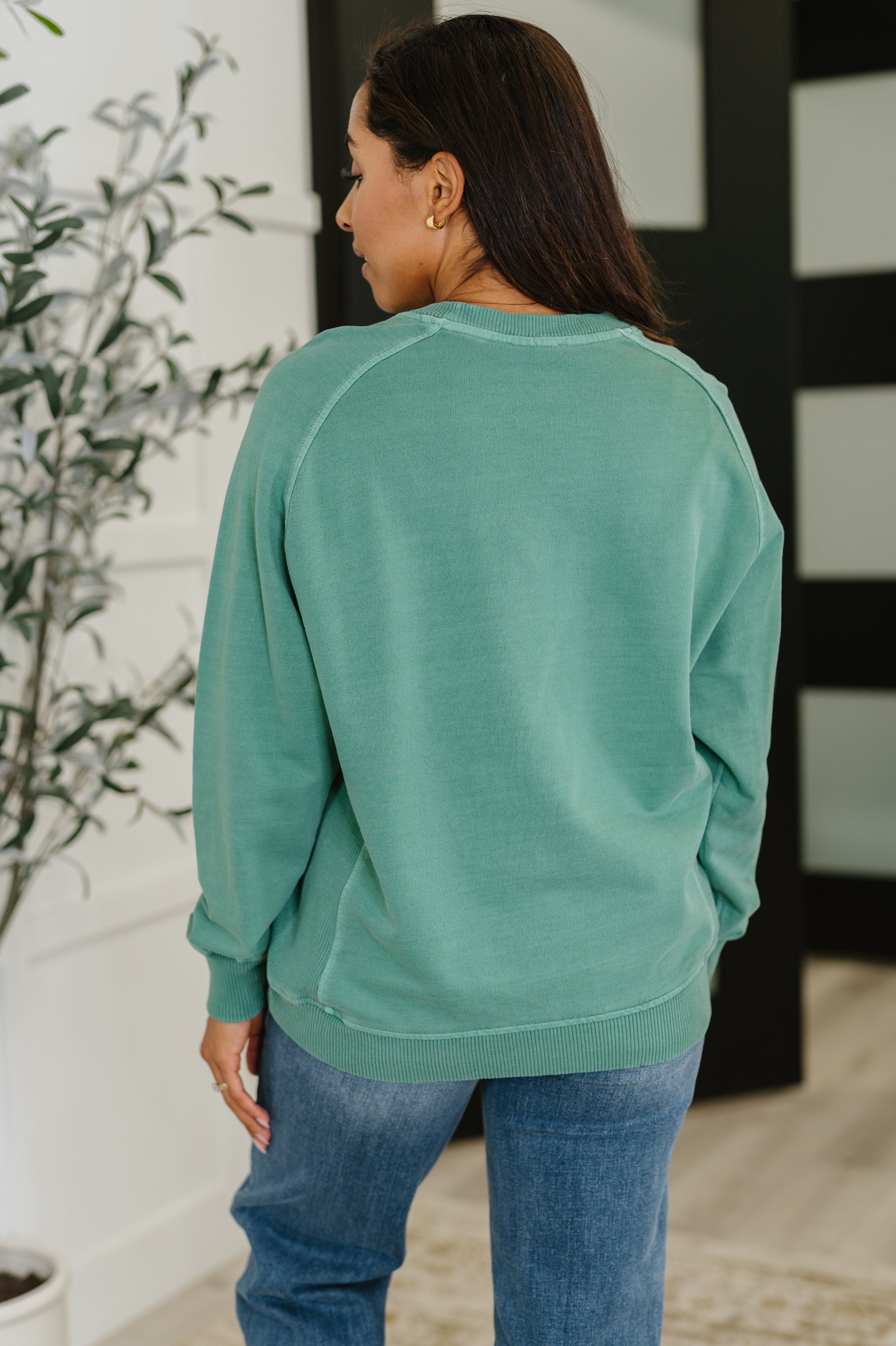 Daily Ease Mineral Wash Pullover in Dark Green Womens Ave Shops- Tilden Co.
