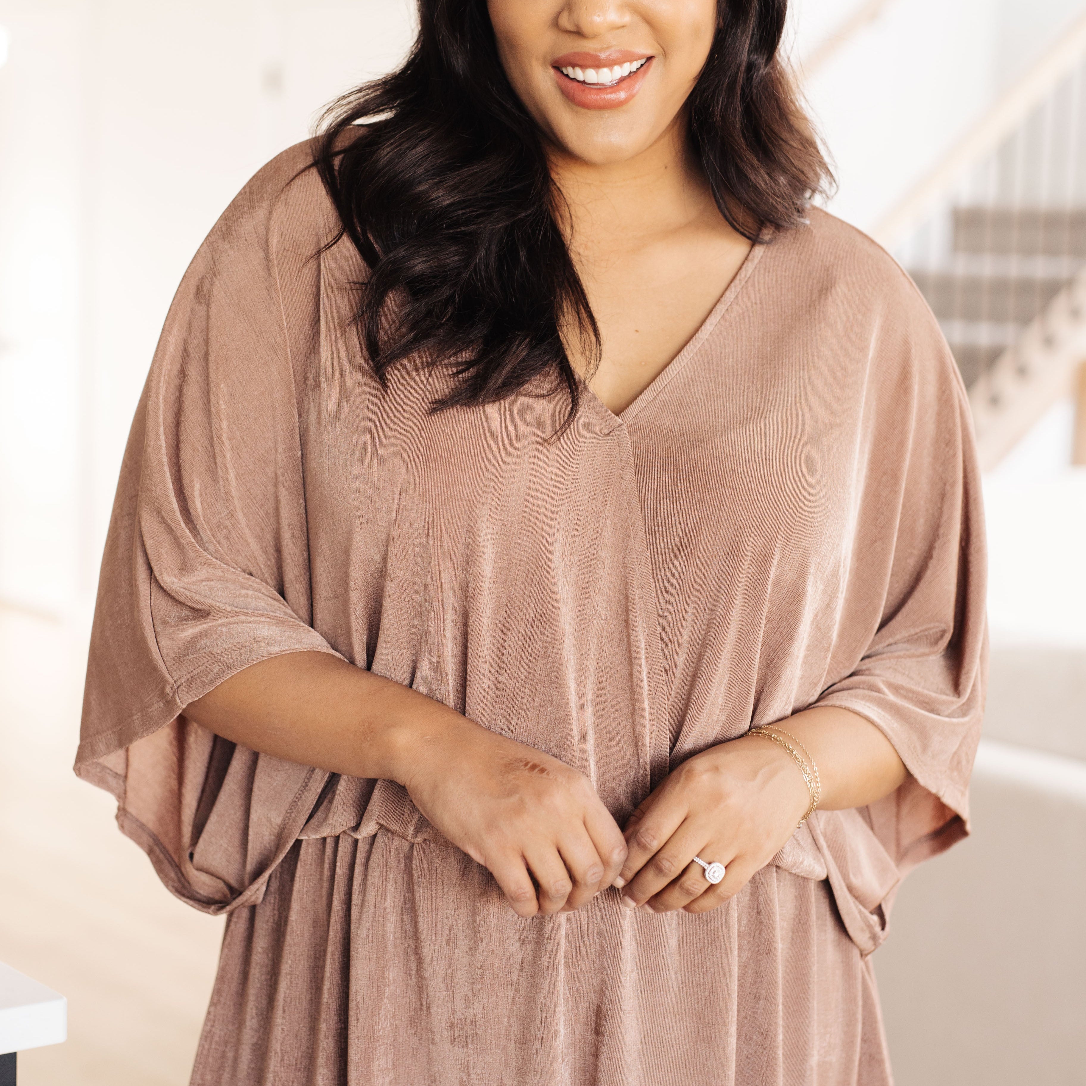 Dazzlingly Draped V-Neck Blouse Blouses Ave Shops- Tilden Co.