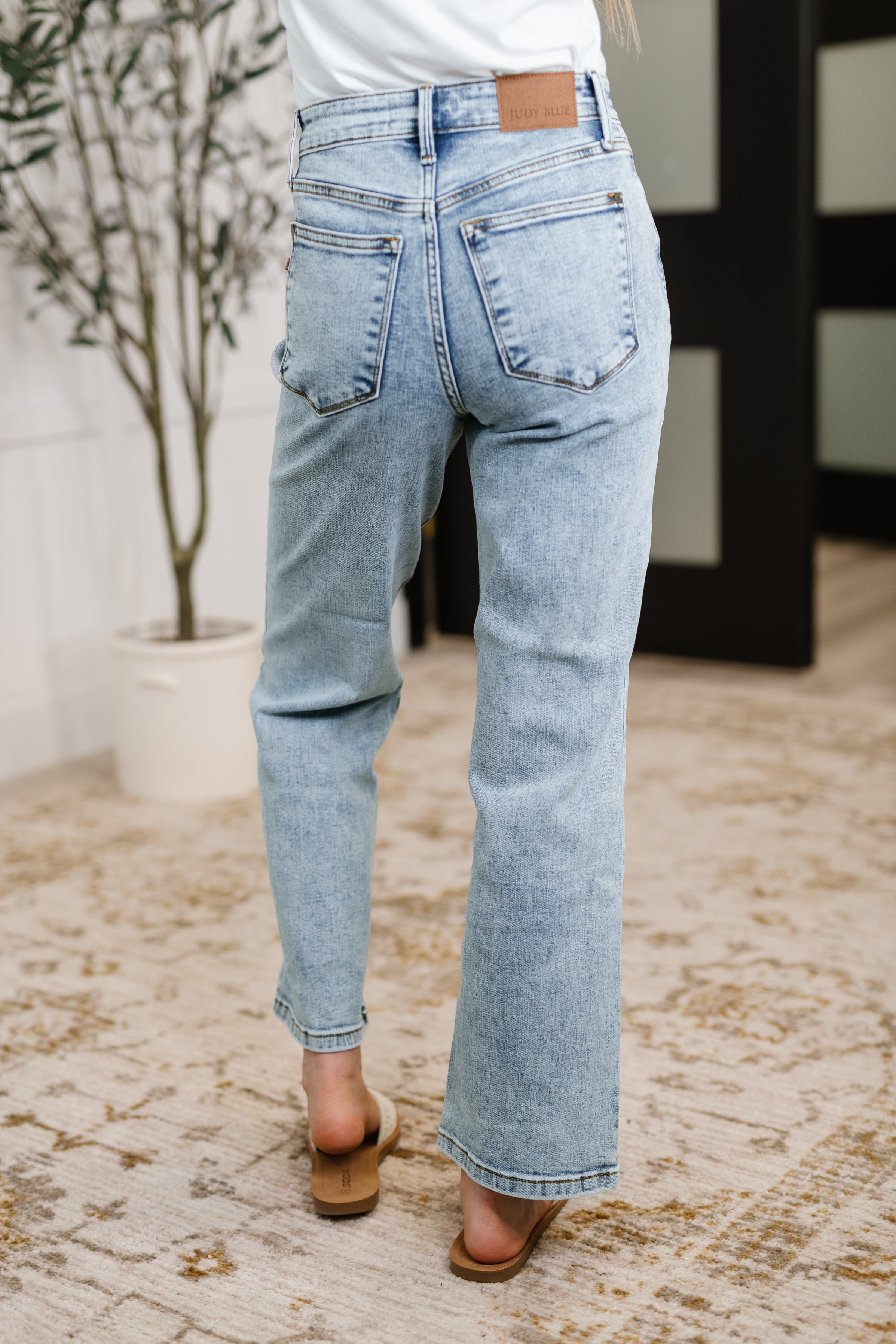 Debbie High Rise Stone Wash Straight Fit Jeans Jeans Ave Shops- Tilden Co.