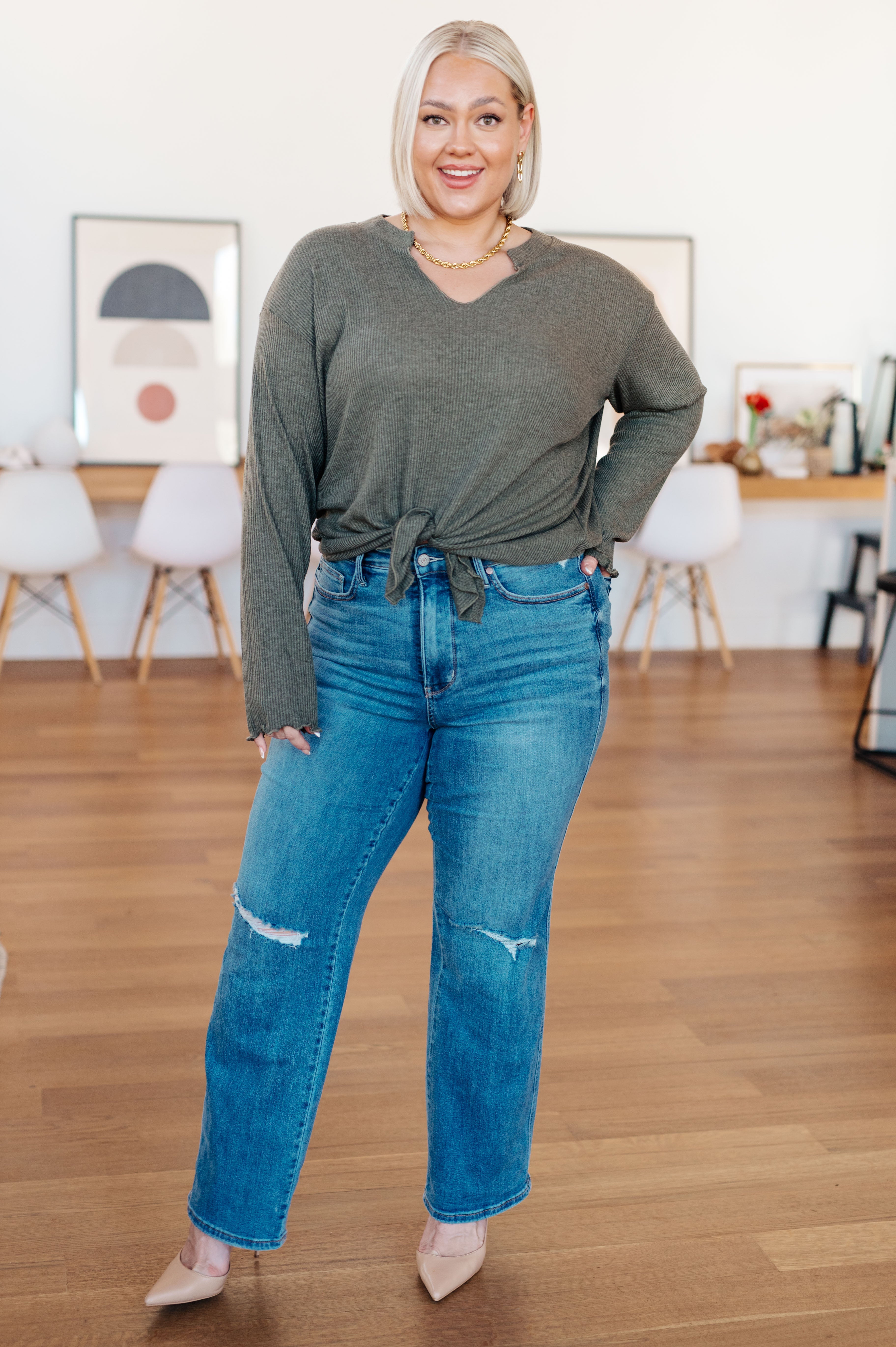 Don't Be Careless Ribbed Knit Top Tops Ave Shops- Tilden Co.