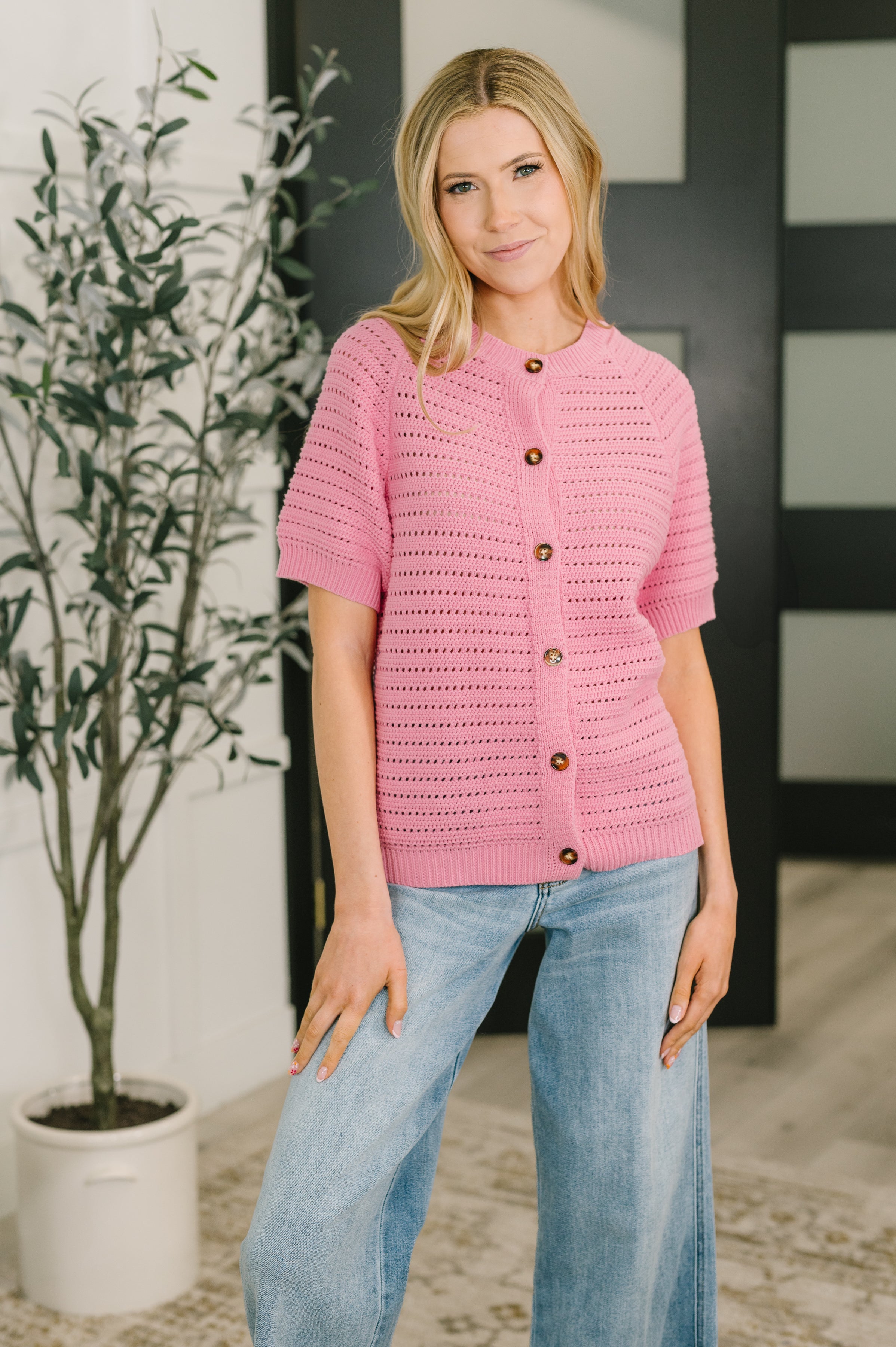 Dreaming All Day Sweater Knit Button Down Womens Ave Shops- Tilden Co.