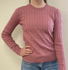 Long Sleeve Round Neck Cable Sweater Sweater Active Basic- Tilden Co.