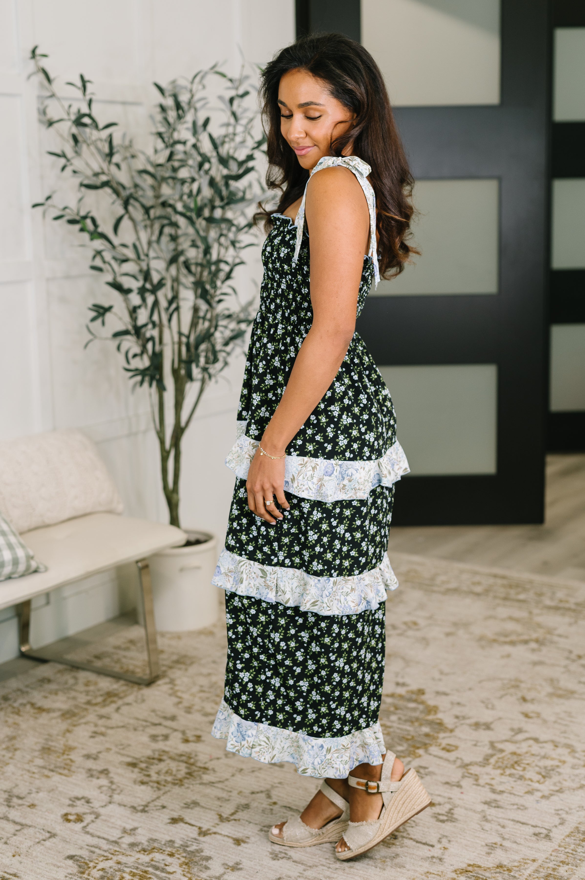 Elegant Edge Tiered Maxi Dress in Navy Womens Ave Shops- Tilden Co.