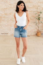 Elle High Rise Rhinestone Cutoff Shorts Denim Ave Shops- Tilden Co.