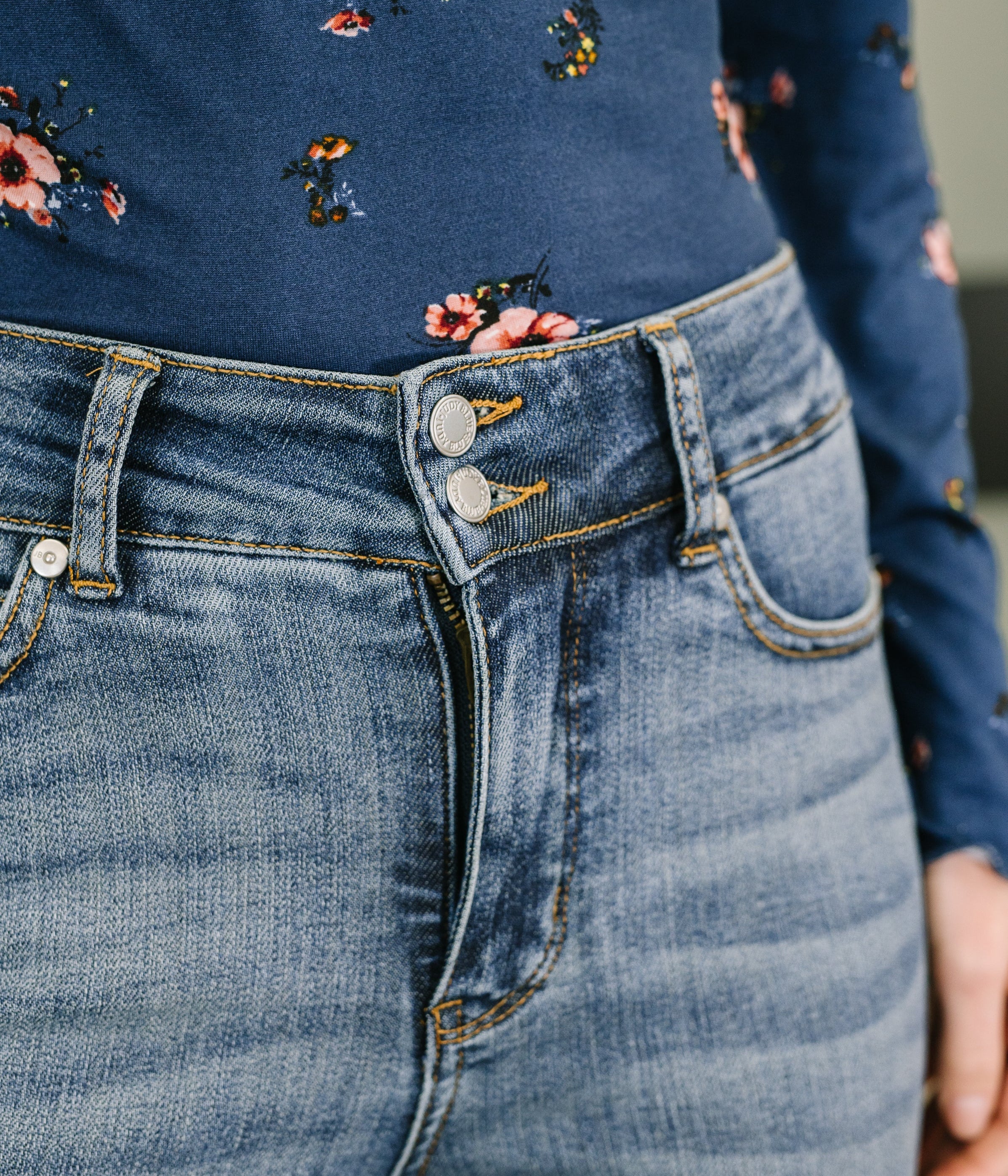 Eva High Waist Flare Tummy Control Double Button WB Womens Ave Shops- Tilden Co.