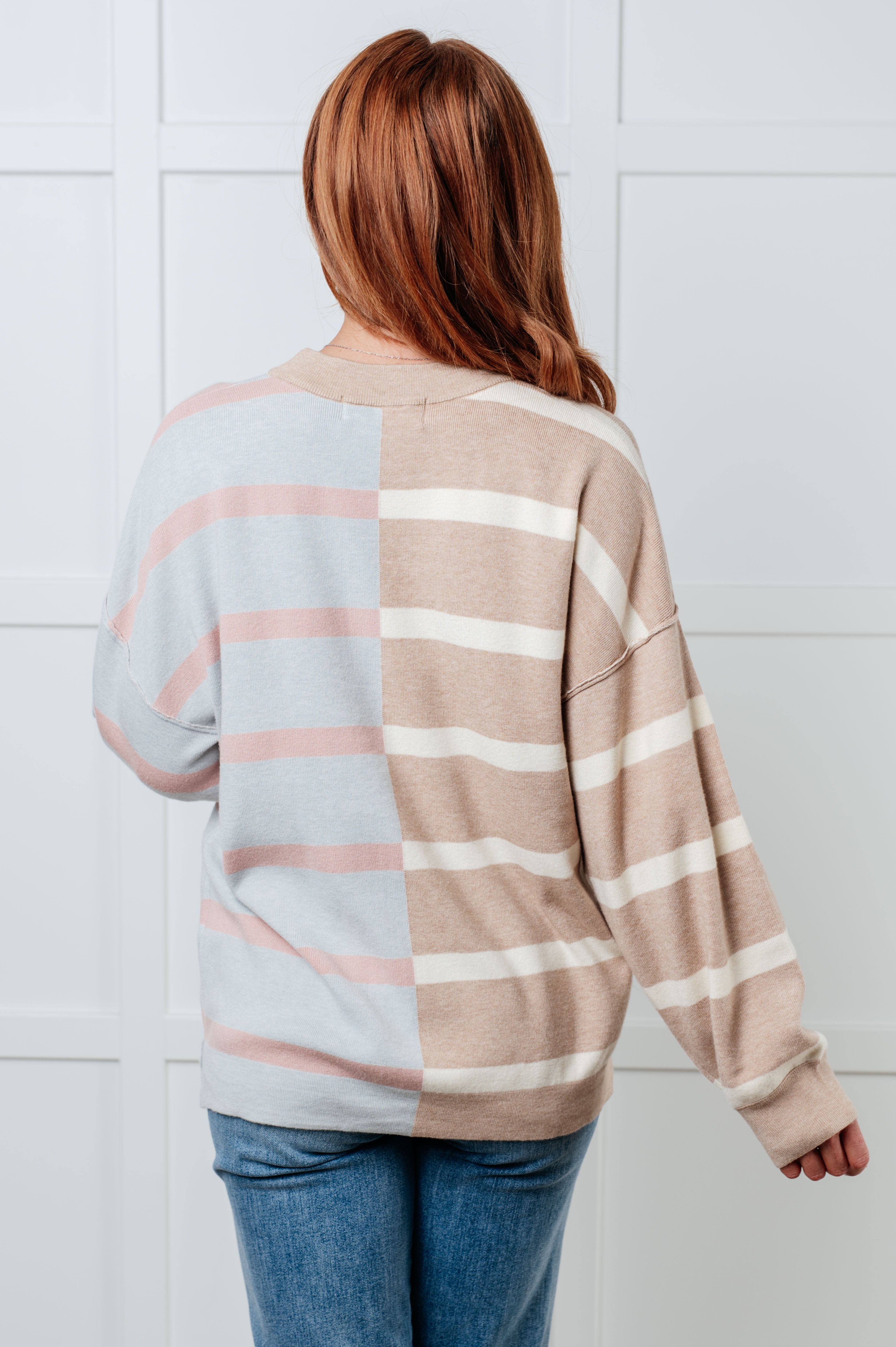 Exceptional Thought Striped Patchwork Sweater Tops Ave Shops- Tilden Co.