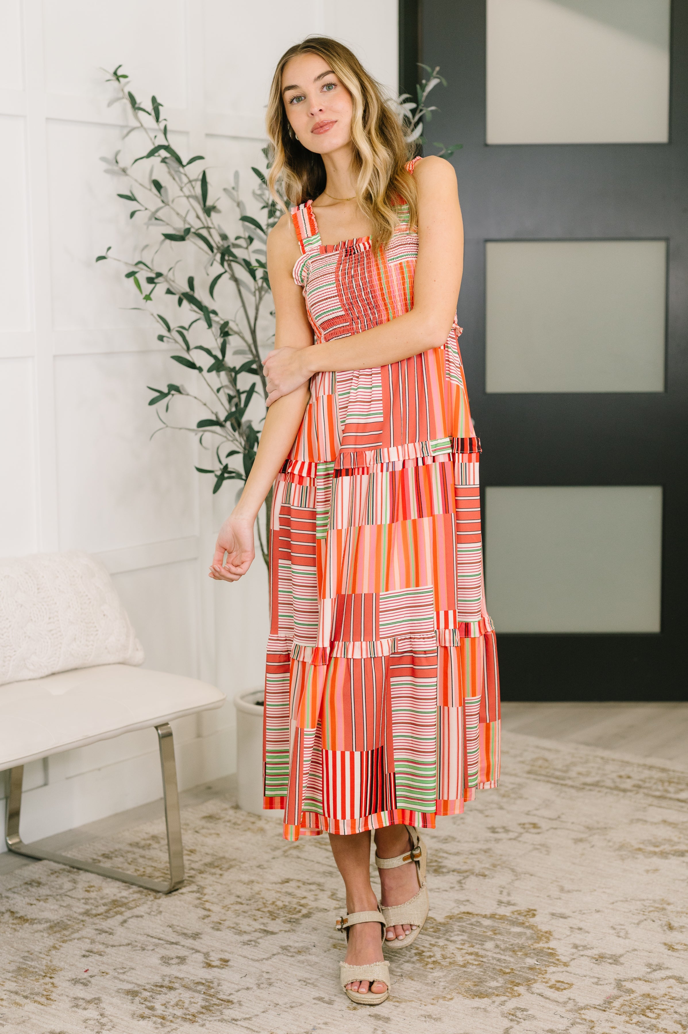 Extra Sentimental Wide Strap Tiered Dress Midi Dress Ave Shops- Tilden Co.