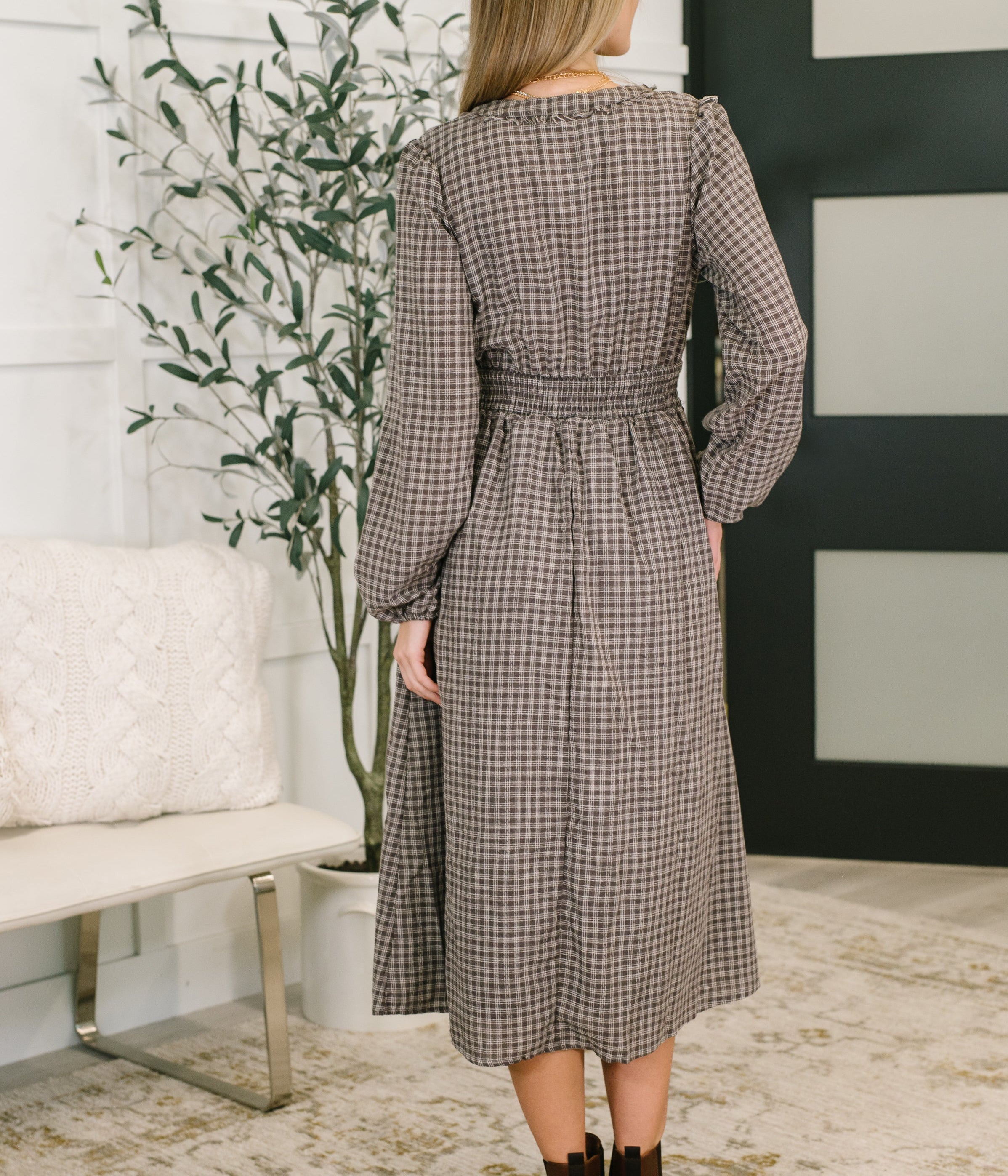 Fairytale Plot Plaid Midi Dress Womens Ave Shops- Tilden Co.