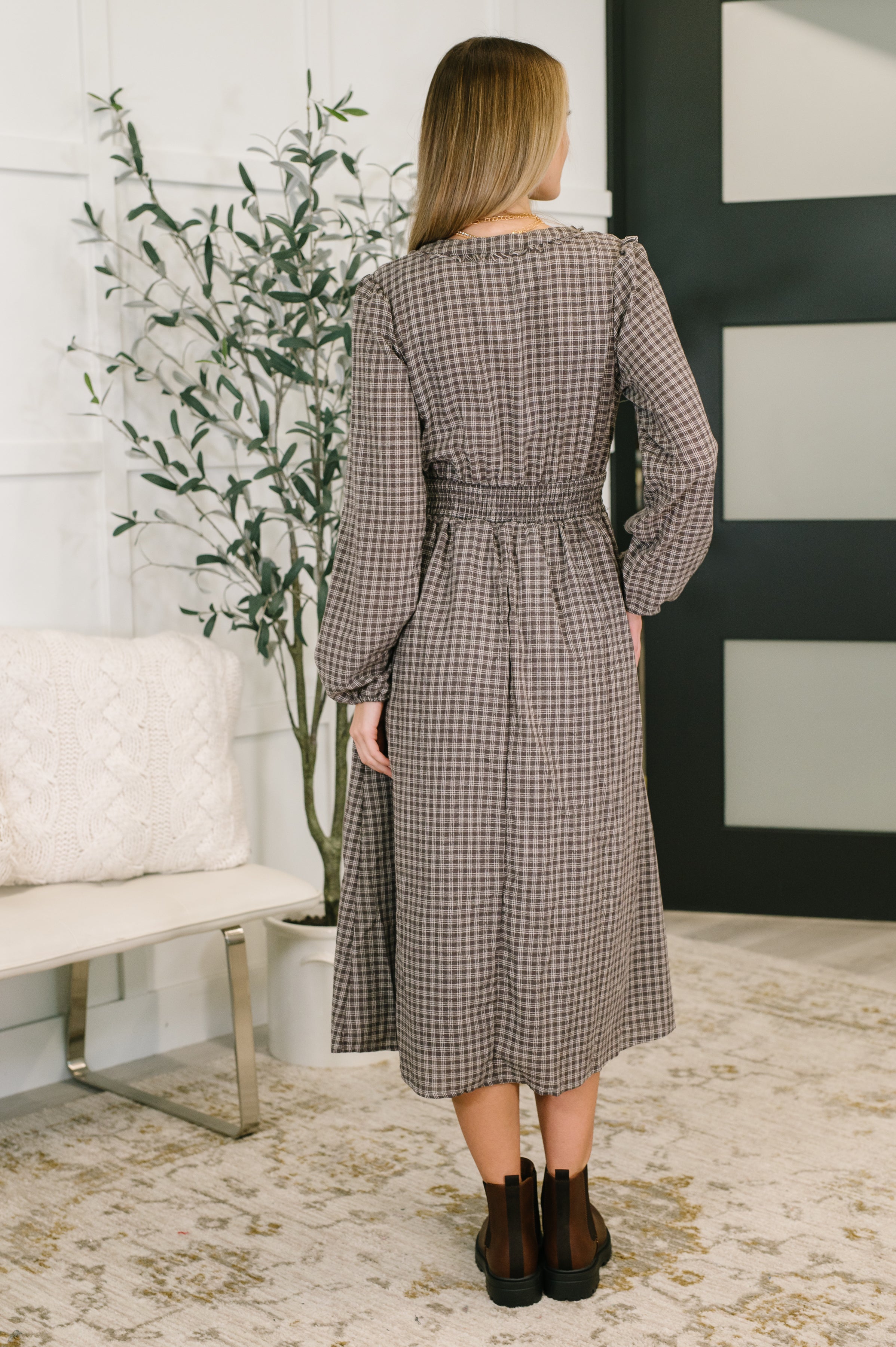 Fairytale Plot Plaid Midi Dress Womens Ave Shops- Tilden Co.