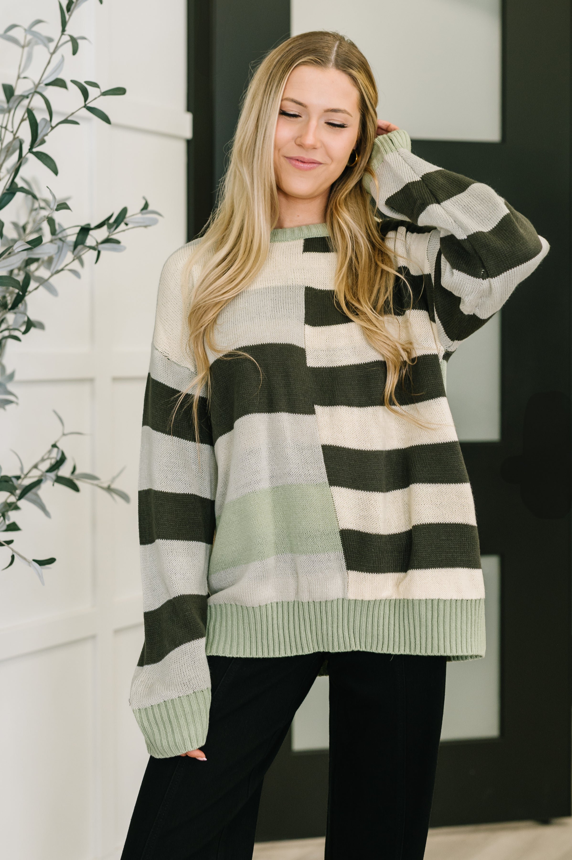 Fall Into Us Color Block Knit Pullover Womens Ave Shops- Tilden Co.
