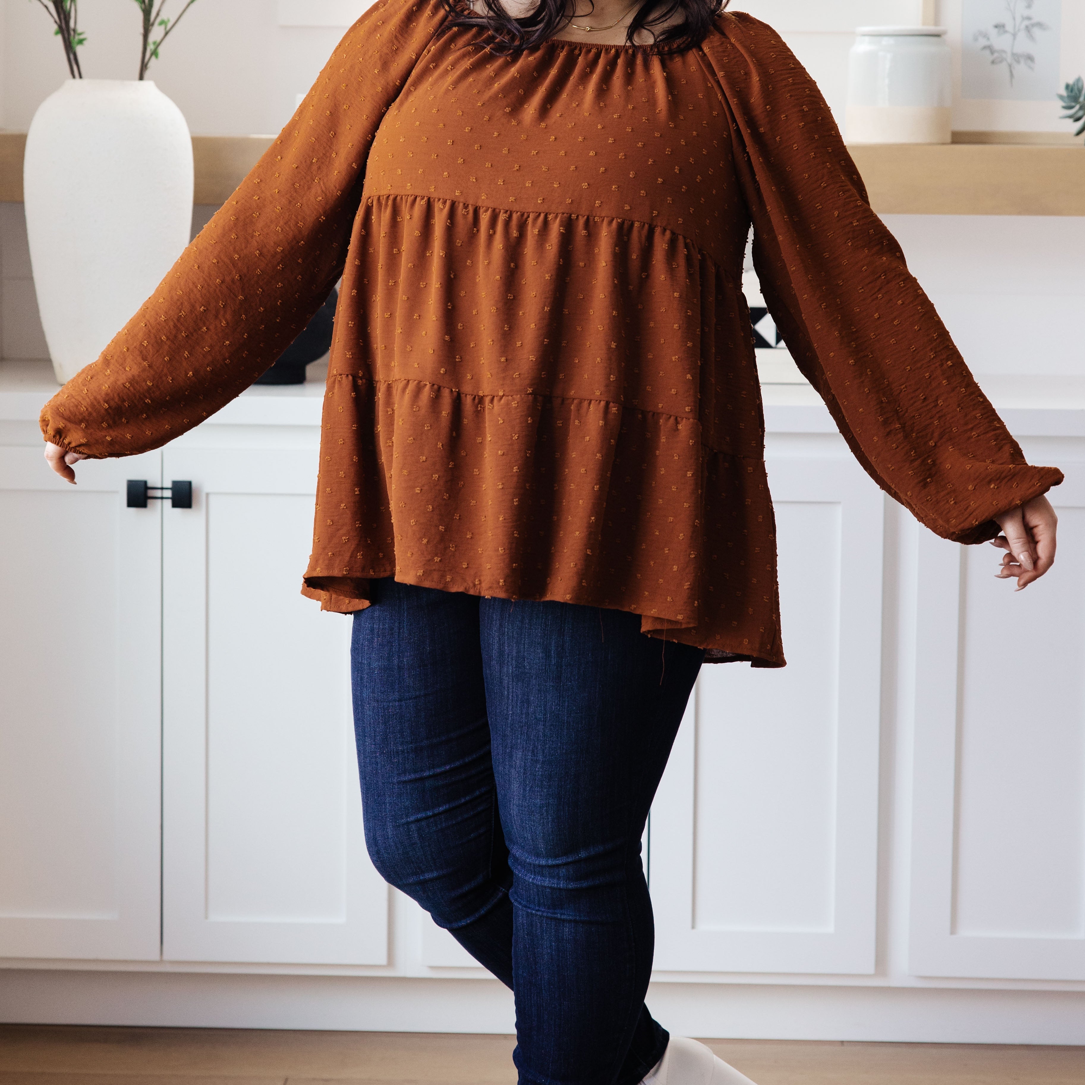 Falling Into You Tiered Babydoll Top Tops Ave Shops- Tilden Co.