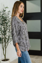 Falling in Deep Crinkle Woven Blouse Dune Grey Womens Ave Shops- Tilden Co.