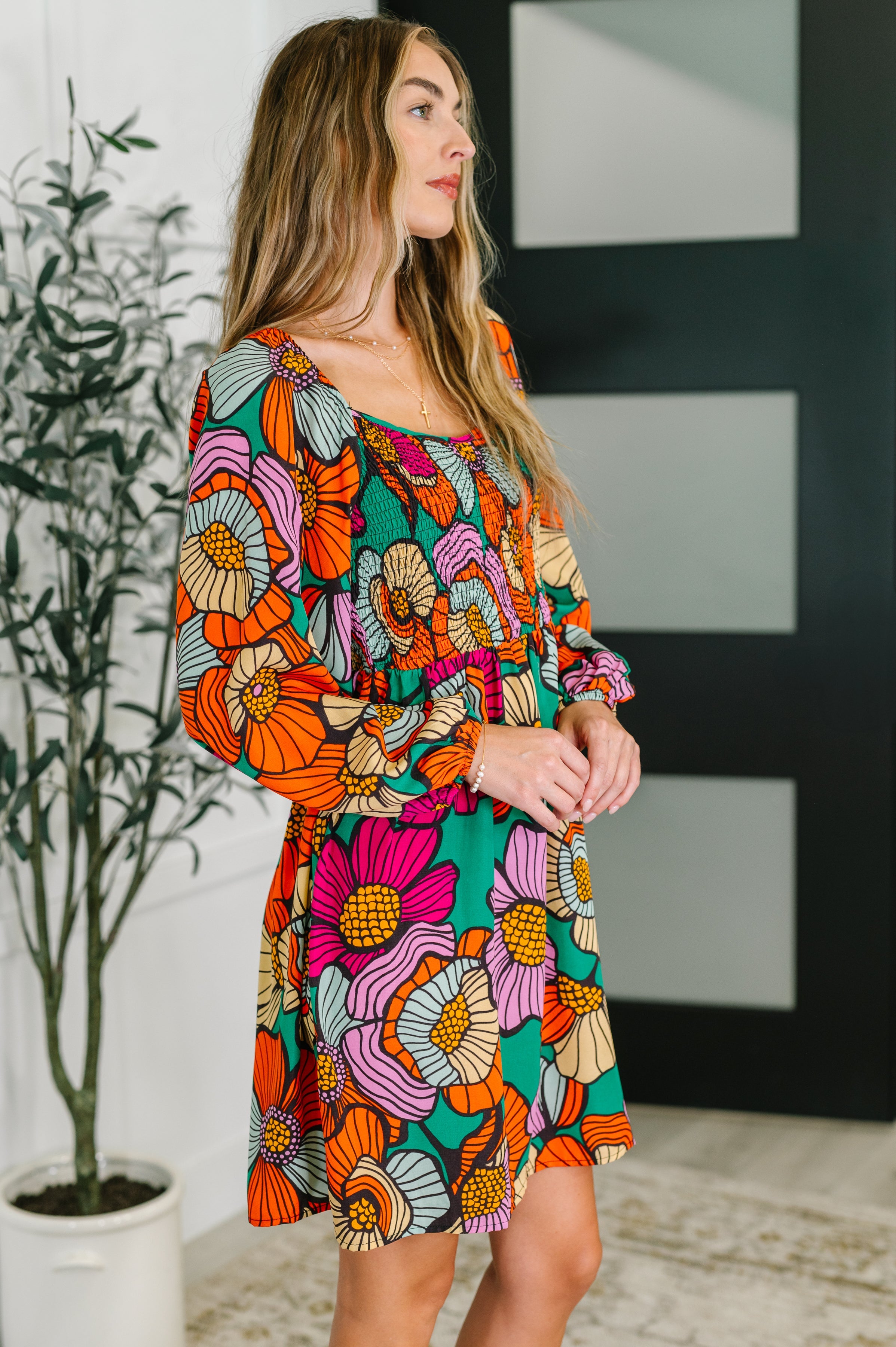 Floral Affairs Scoop Neck Dress Womens Ave Shops- Tilden Co.