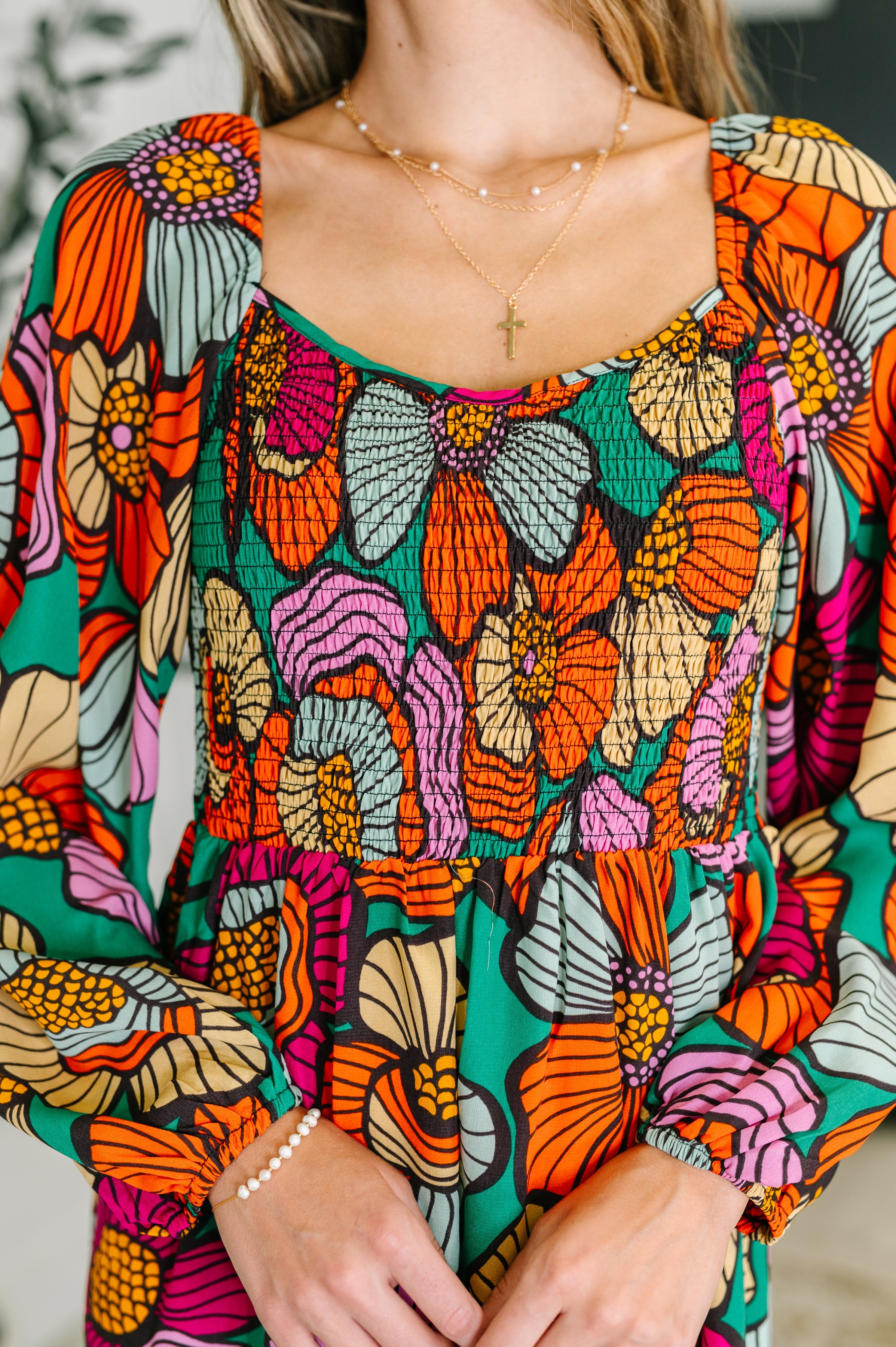 Floral Affairs Scoop Neck Dress Womens Ave Shops- Tilden Co.