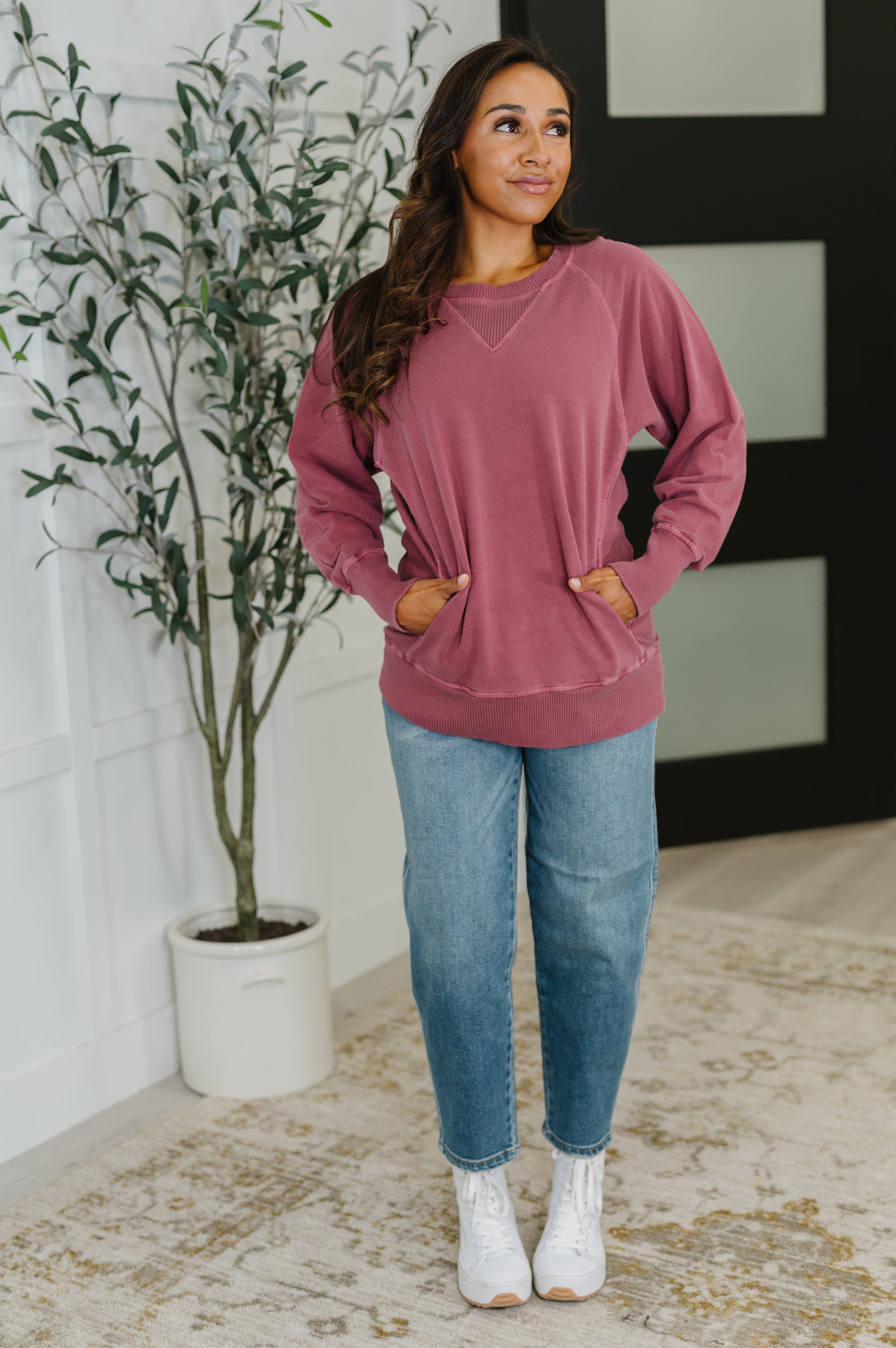 For the Experience Relaxed Pullover in Cabernet Womens Ave Shops- Tilden Co.