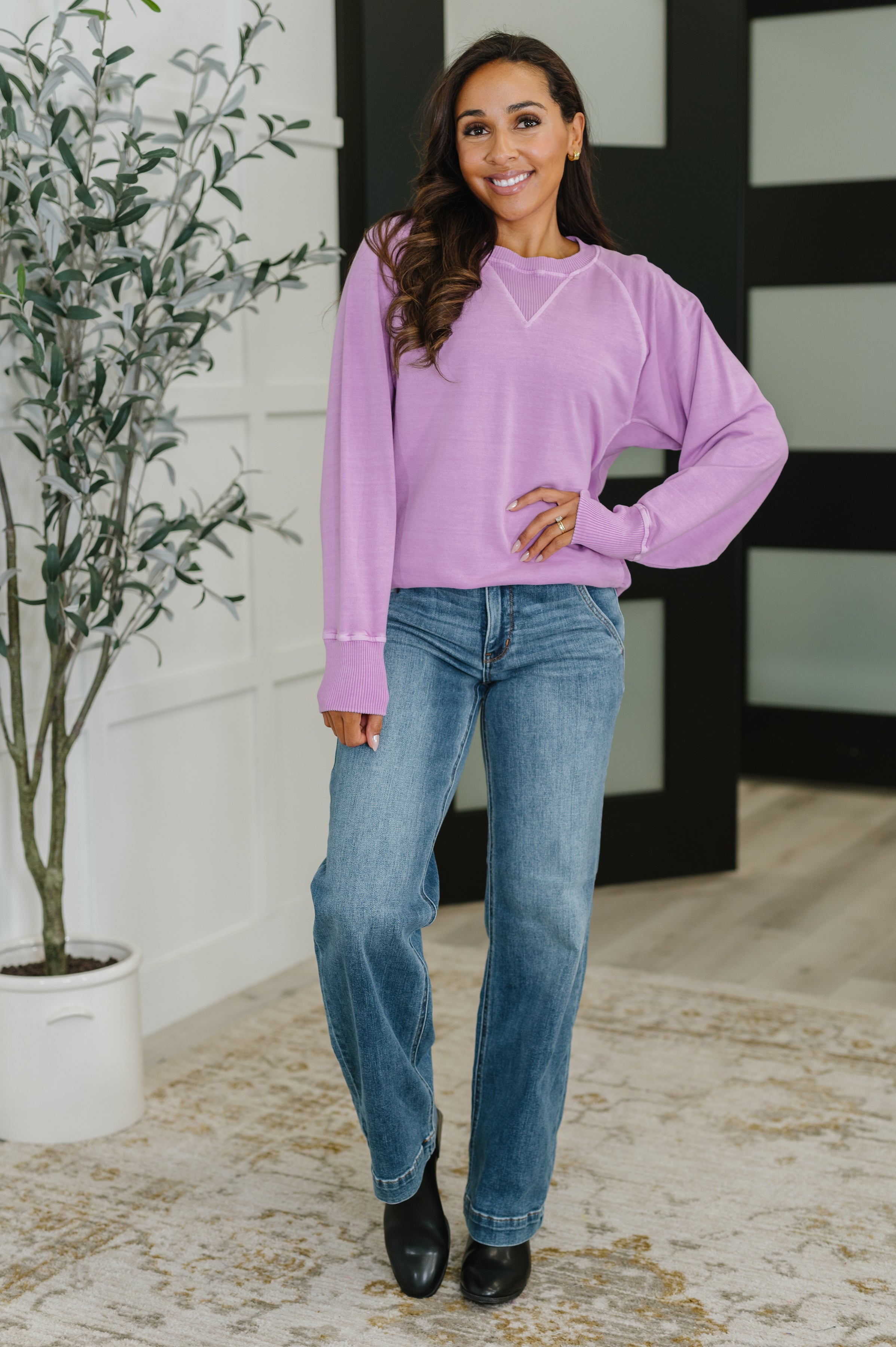 For the Experience Relaxed Pullover in Lavender Womens Ave Shops- Tilden Co.