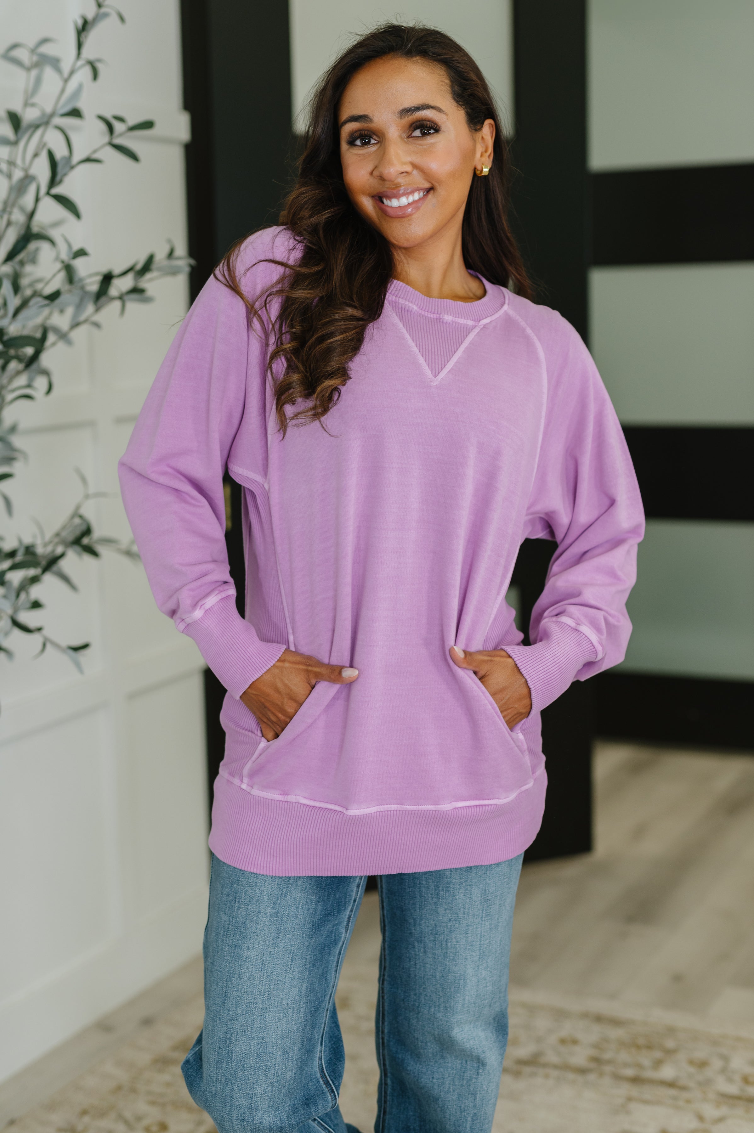 For the Experience Relaxed Pullover in Lavender Womens Ave Shops- Tilden Co.