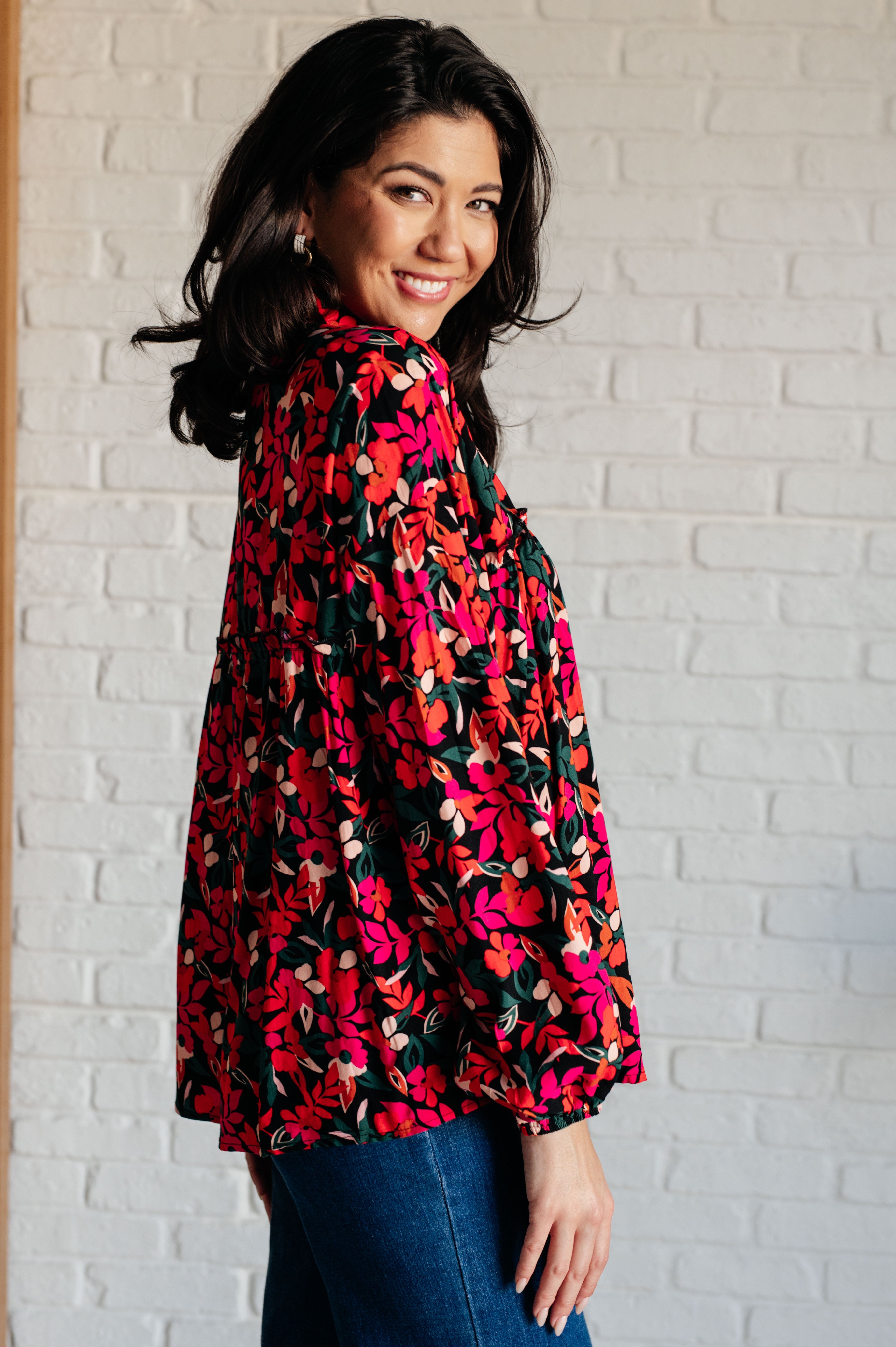 Francophile Ruffle Detail Button Up Blouses Ave Shops- Tilden Co.