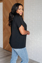 Frequently Asked Questions V-Neck Top in Black Tops Ave Shops- Tilden Co.