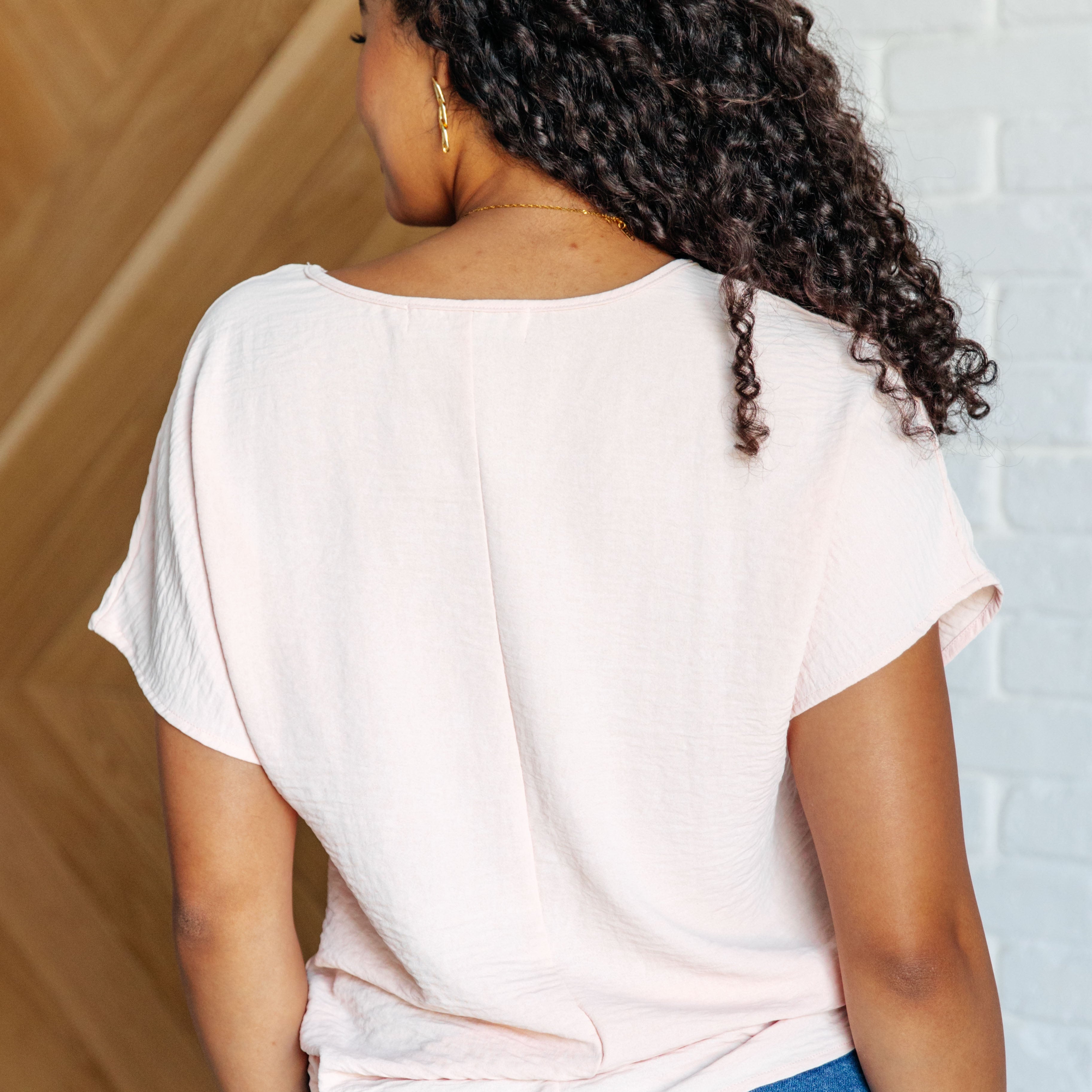 Frequently Asked Questions V-Neck Top in Blush Tops Ave Shops- Tilden Co.
