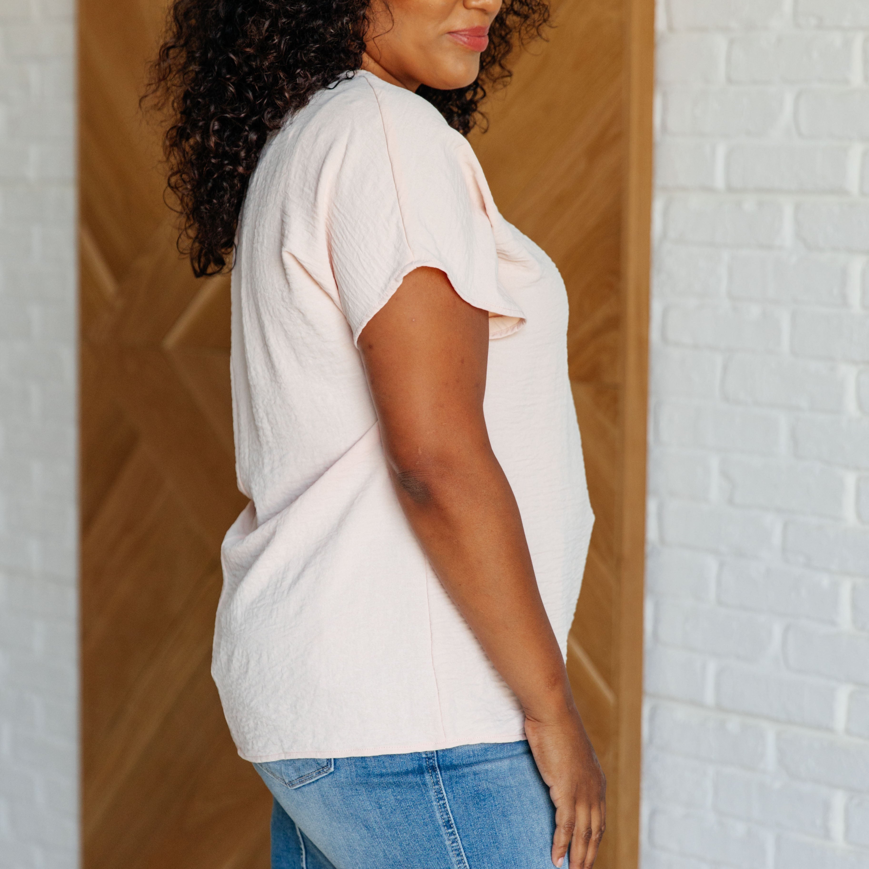 Frequently Asked Questions V-Neck Top in Blush Tops Ave Shops- Tilden Co.