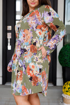 Generally Speaking V-Neck Dress in Olive Floral Dresses Ave Shops- Tilden Co.
