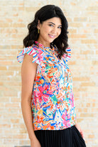 Get Out of Town Ruffle Sleeve Top -3/31/2025 Tops Ave Shops- Tilden Co.