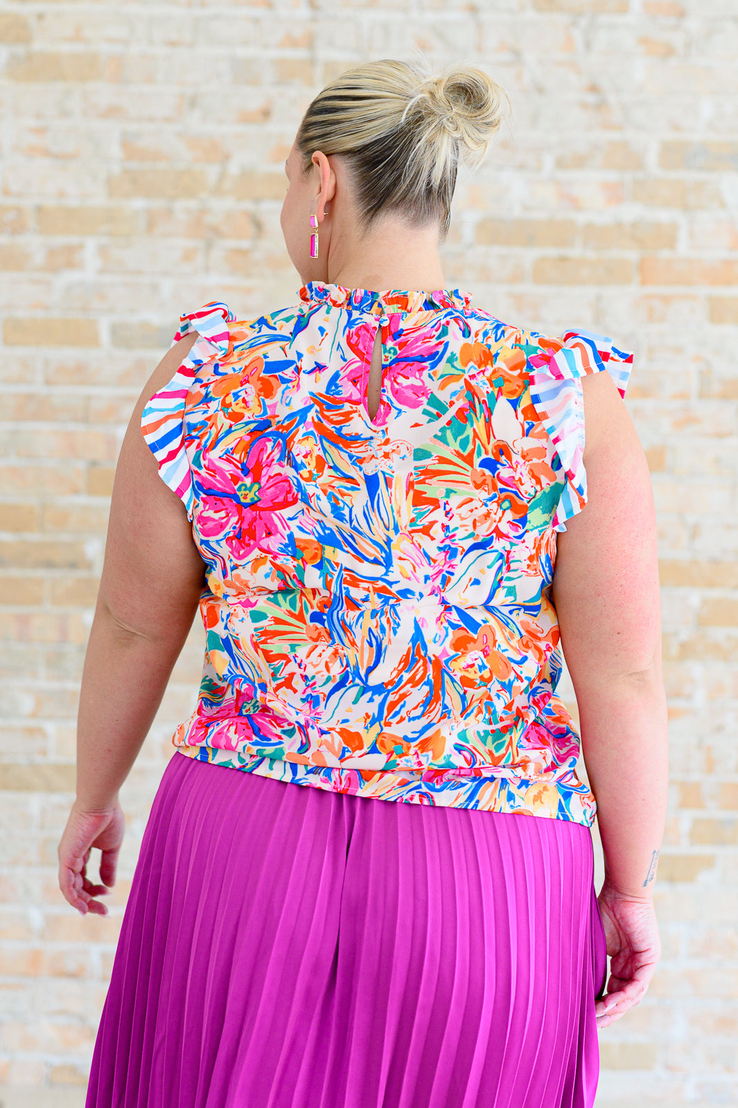 Get Out of Town Ruffle Sleeve Top Blouse Ave Shops- Tilden Co.