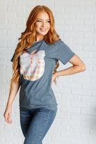 Gingham Pumpkin With Bow Graphic Tee Tops Ave Shops- Tilden Co.