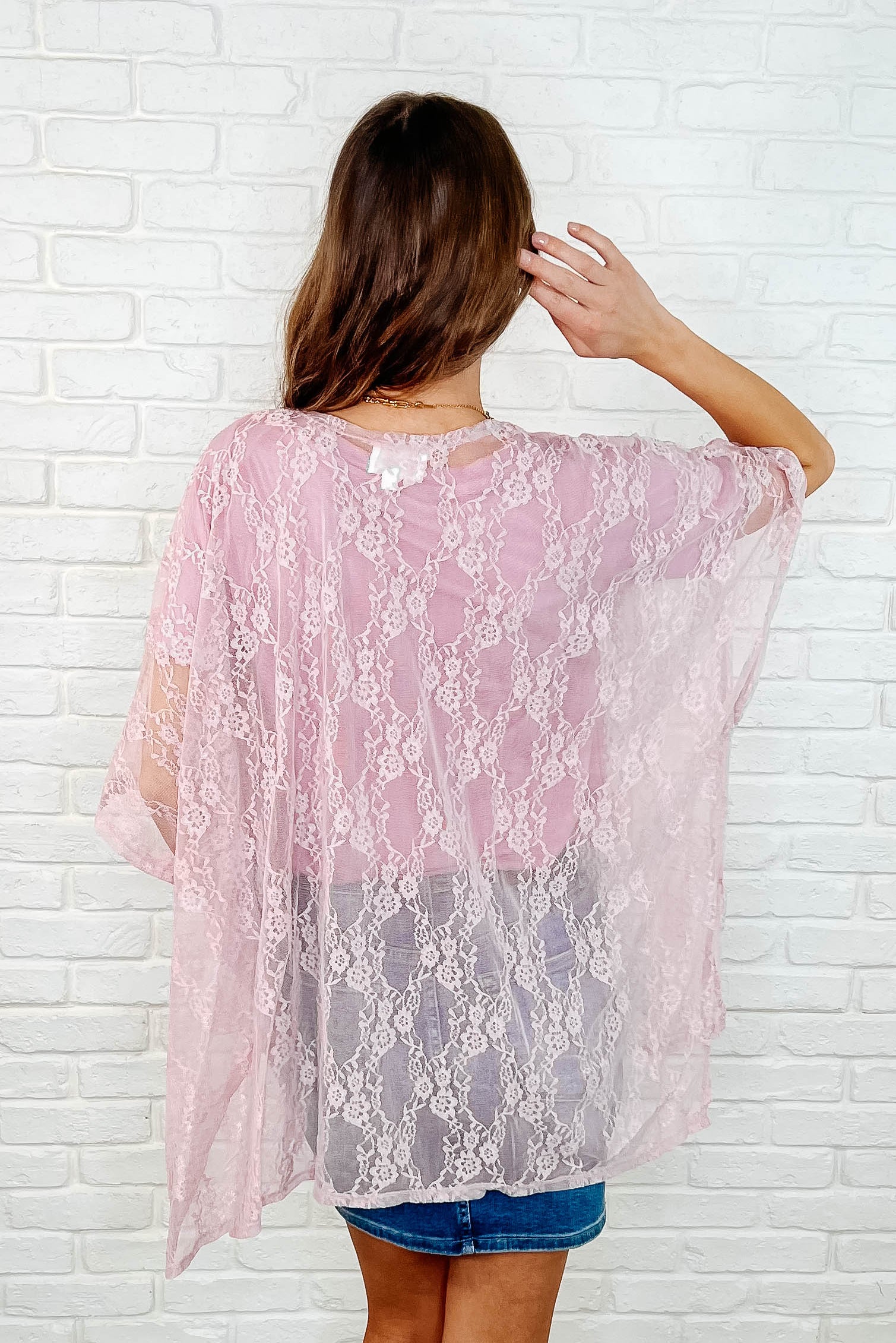 Good Days Ahead Lace Kimono In Mauve Layers Ave Shops- Tilden Co.
