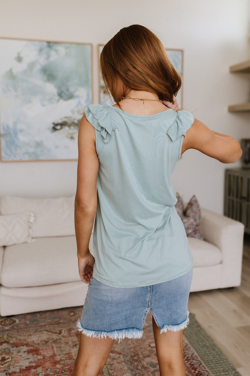 Good For You Ruffle Detail Tank Tops Ave Shops- Tilden Co.