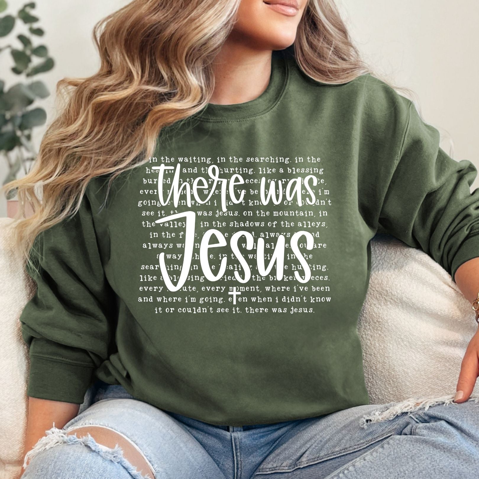 There Was Jesus Graphic Sweatshirt Womens Ave Shops- Tilden Co.