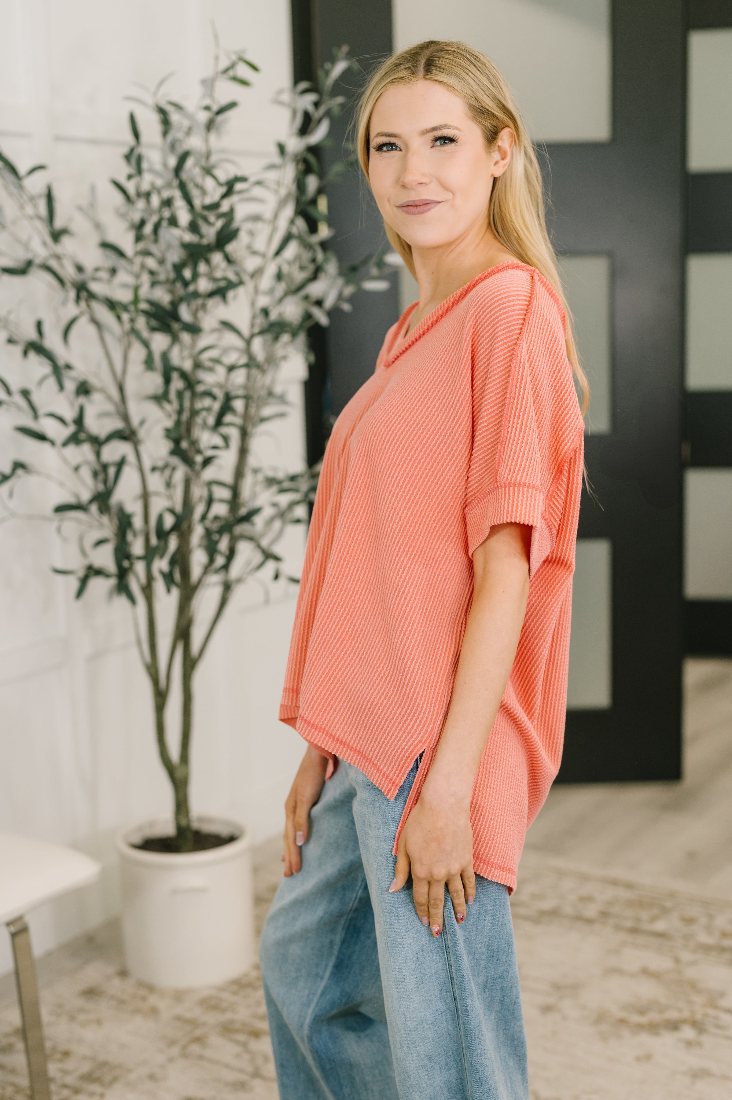 Growing Restless V-Neck Tee in Coral T-Shirt Ave Shops- Tilden Co.