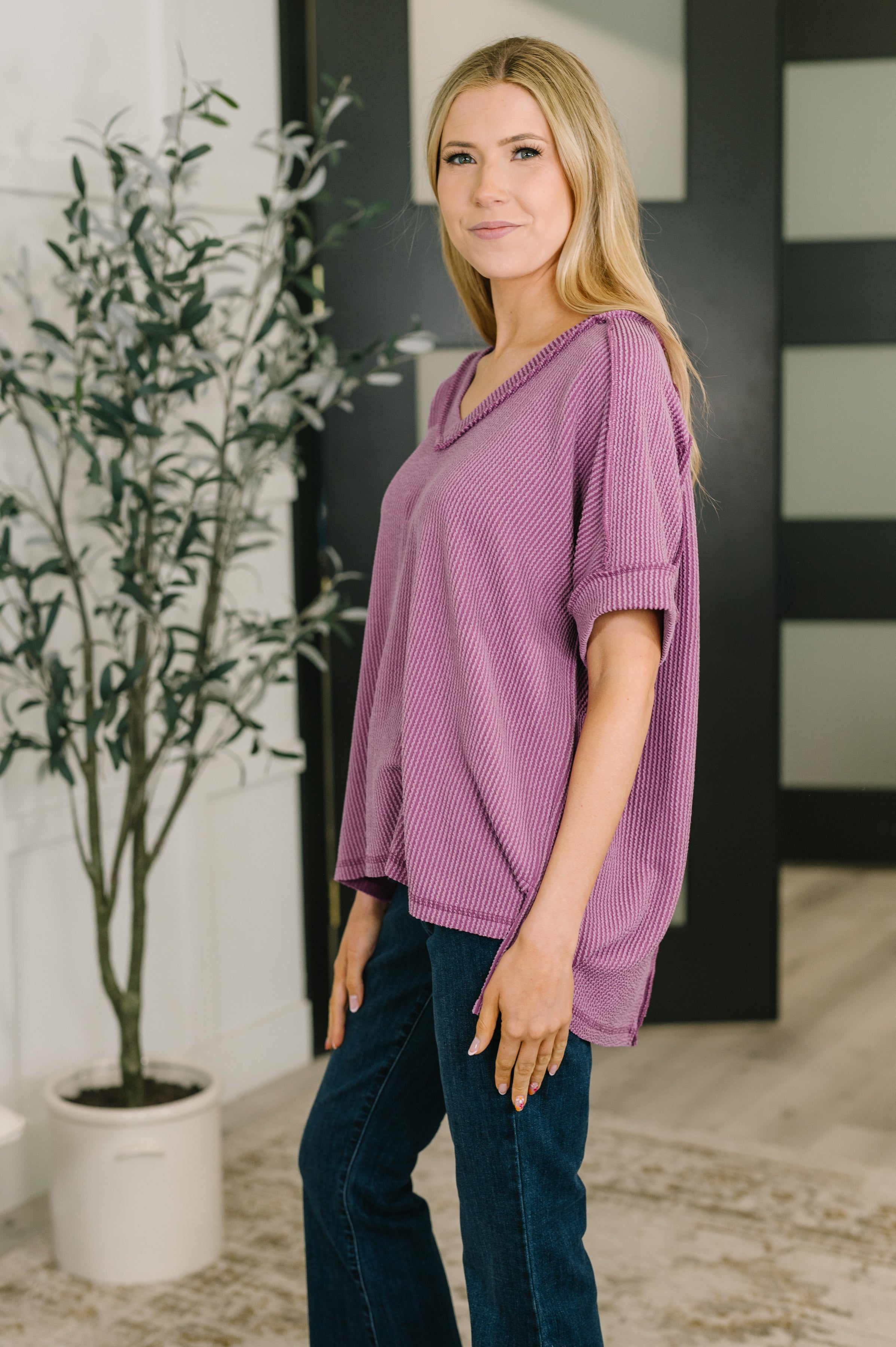 Growing Restless V-Neck Tee in Light Plum T-Shirt Ave Shops- Tilden Co.