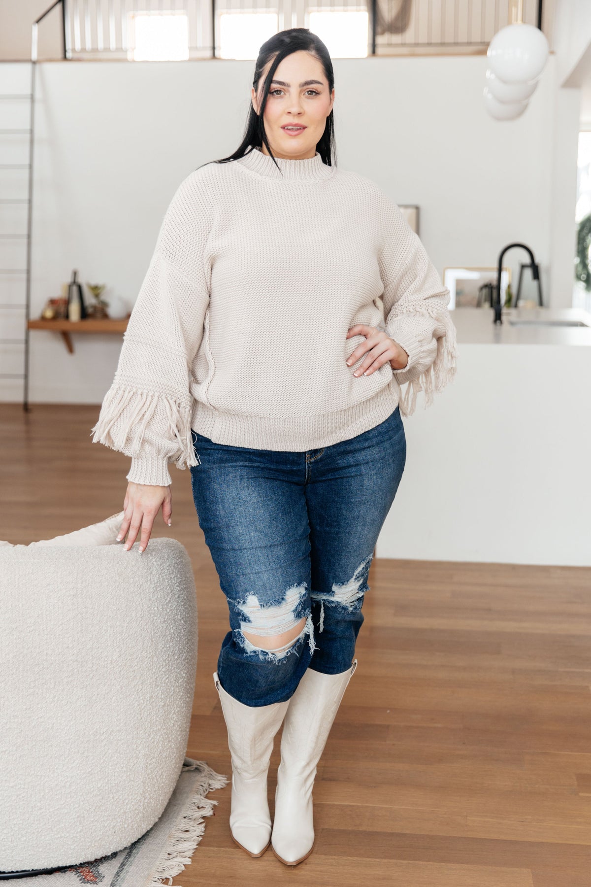Handle It All Fringe Detail Sweater Tops Ave Shops- Tilden Co.