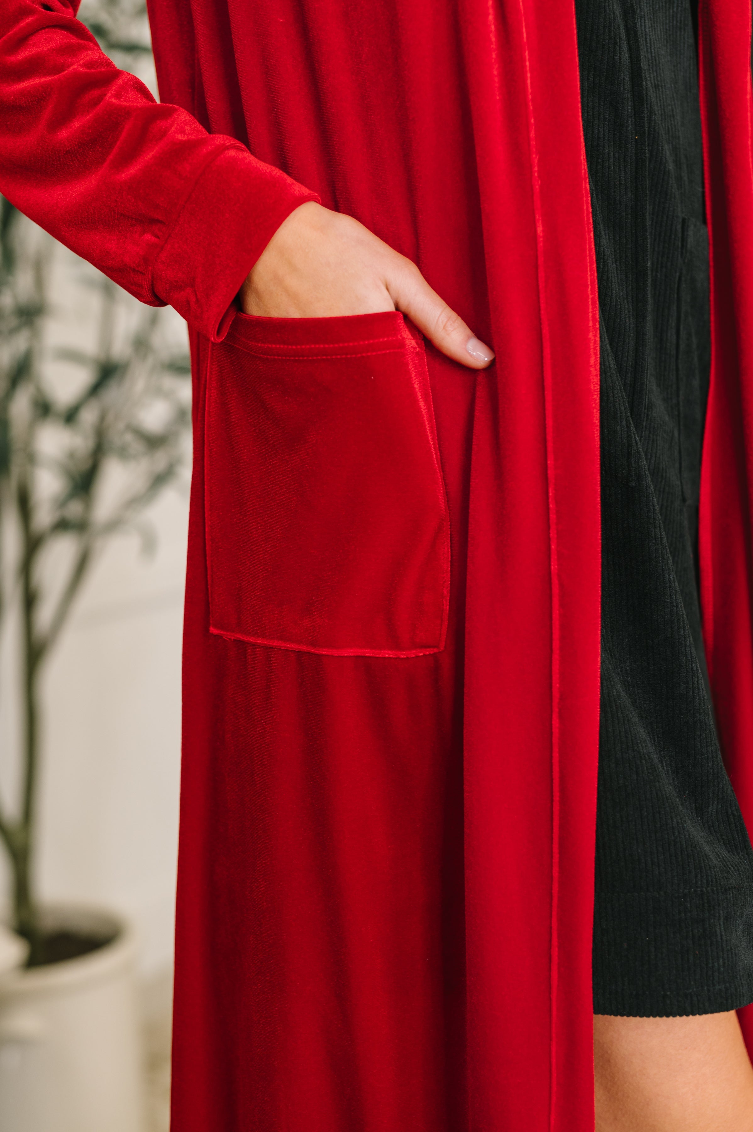 Happy Hours Long Velvet Cardigan Womens Ave Shops- Tilden Co.