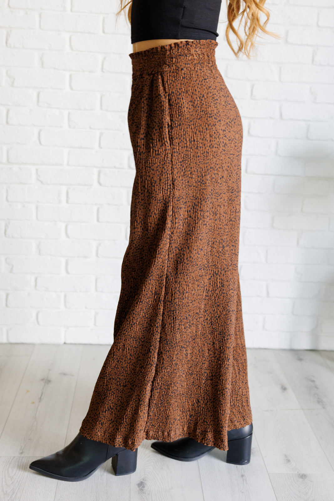 Harmony High Rise Wide Leg Pants in Brown Bottoms Ave Shops- Tilden Co.