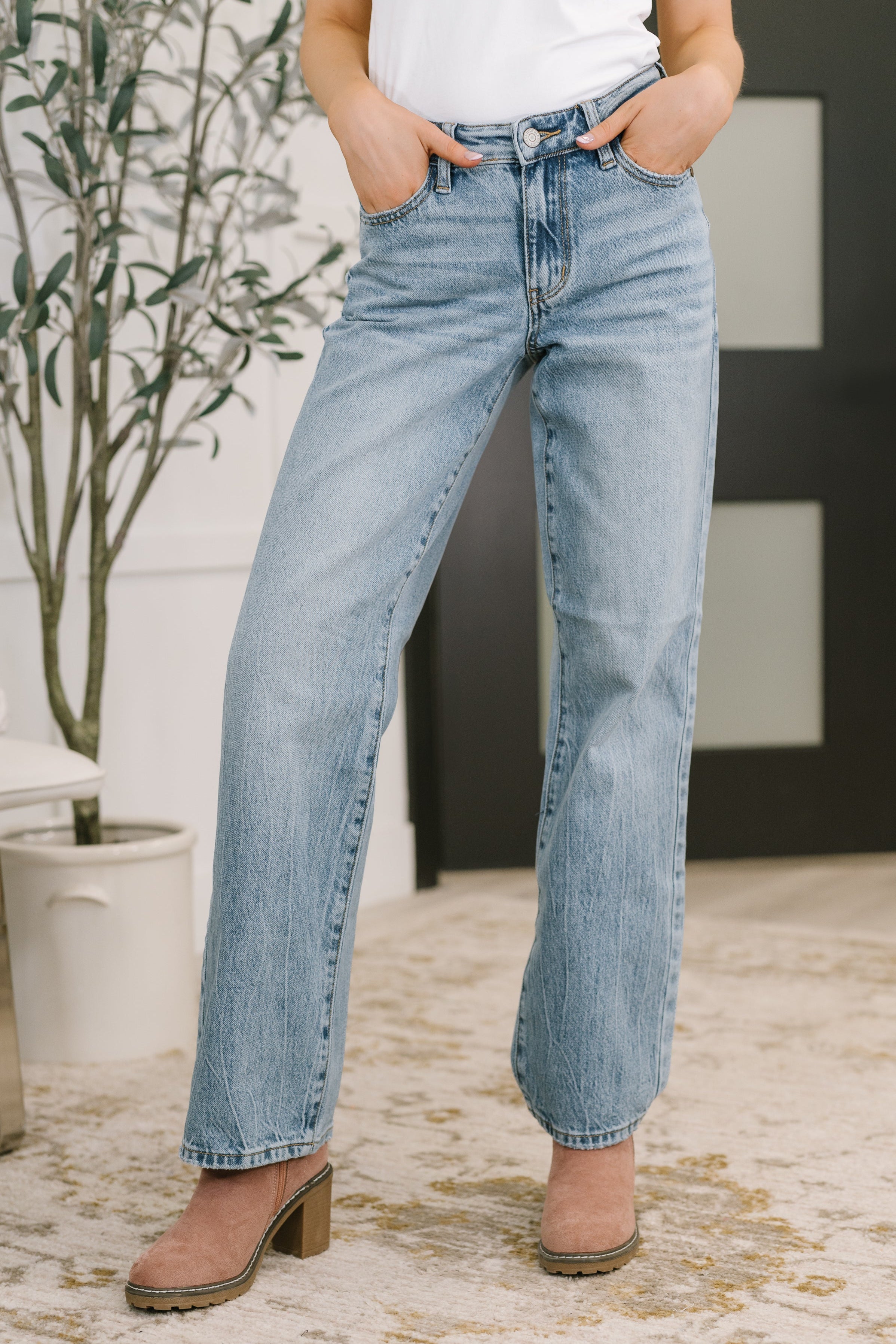 Heather Mid Rise Rigid Magic Straight Jeans Ave Shops- Tilden Co.