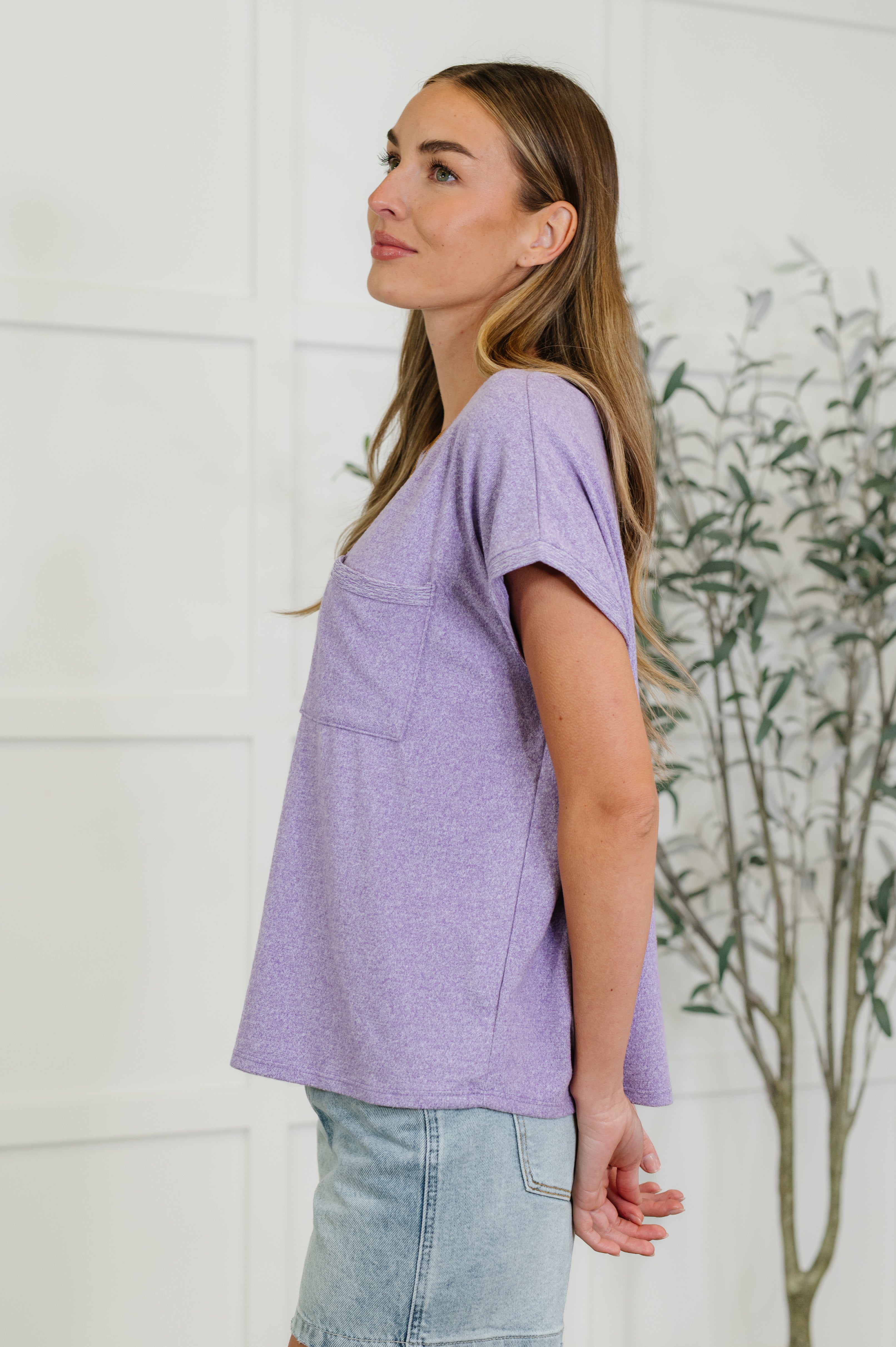 Heathered Harmony Basic Tee in Lavender Womens Ave Shops- Tilden Co.