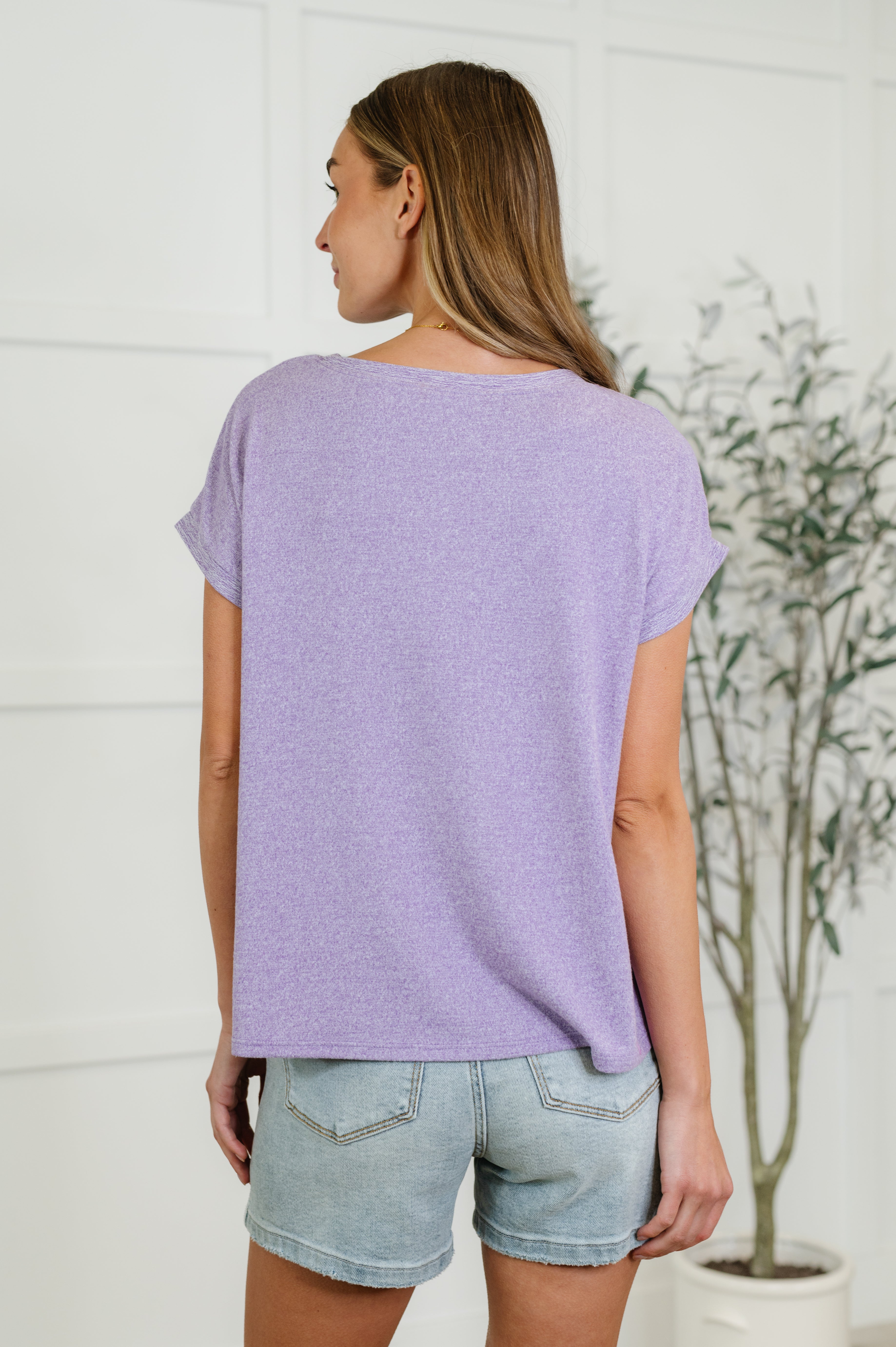 Heathered Harmony Basic Tee in Lavender Womens Ave Shops- Tilden Co.