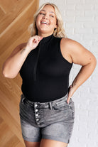 Higher and Higher Ribbed Zip Up Bodysuit Bodysuits Ave Shops- Tilden Co.